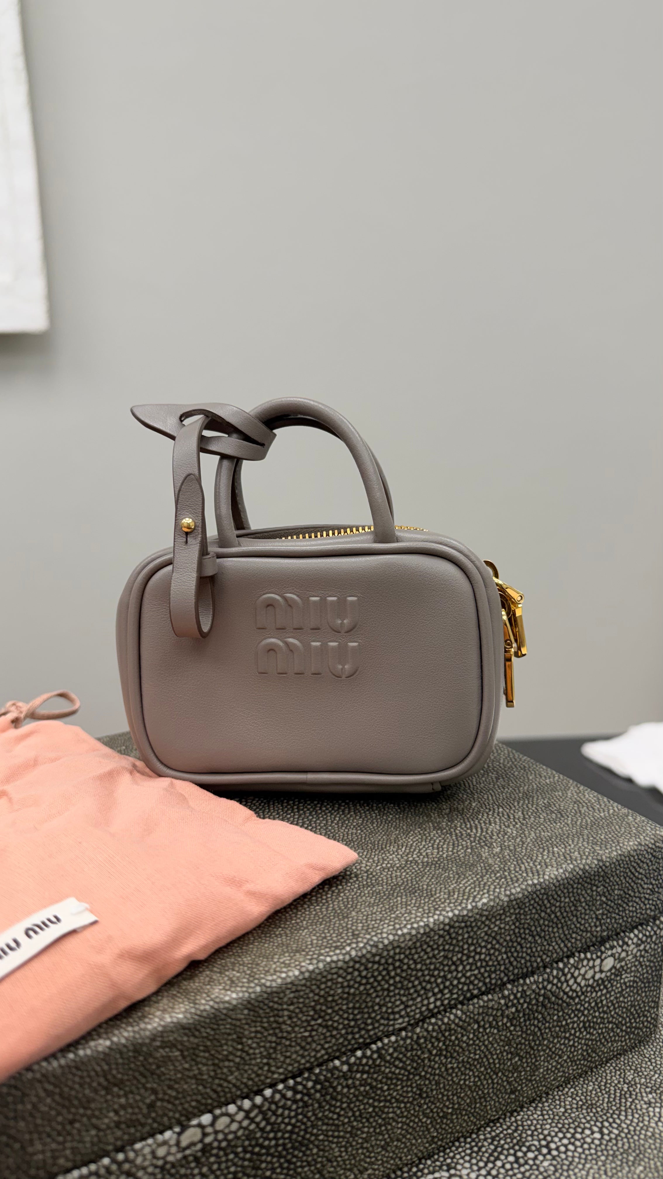 *DONS DROP* Miu Miu Dark Taupe Leather Micro Bag Charm