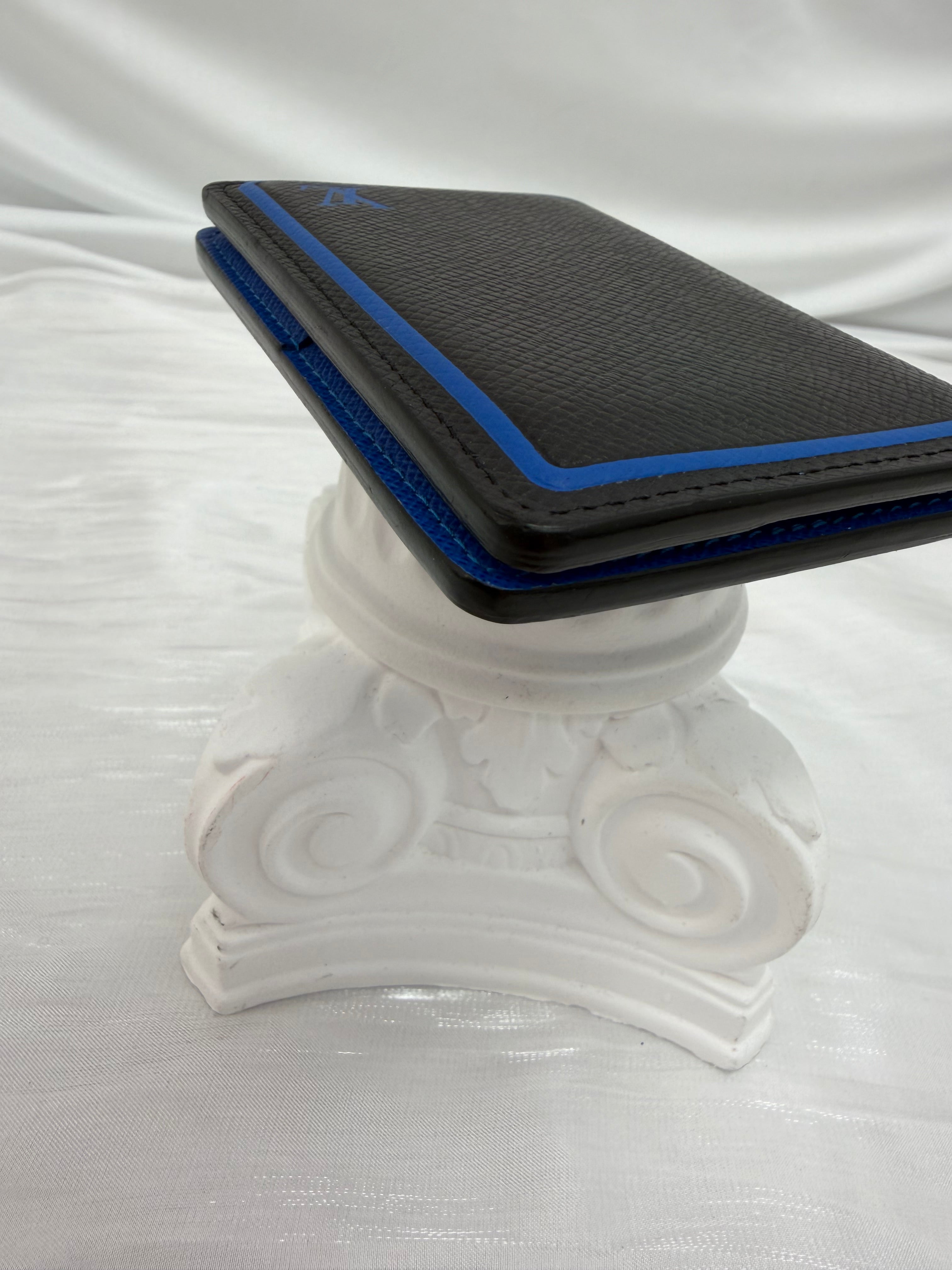 Louis Vuitton Black Taiga With Blue Trim Pocket Organizer