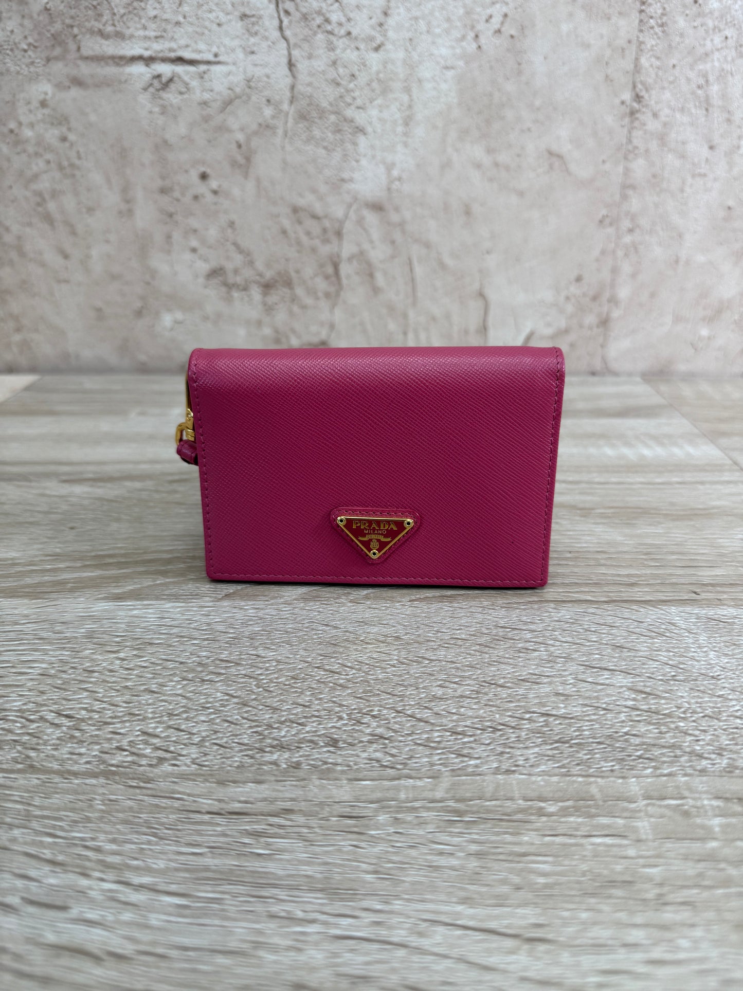 Prada Pink Saffiano Leather Card Case