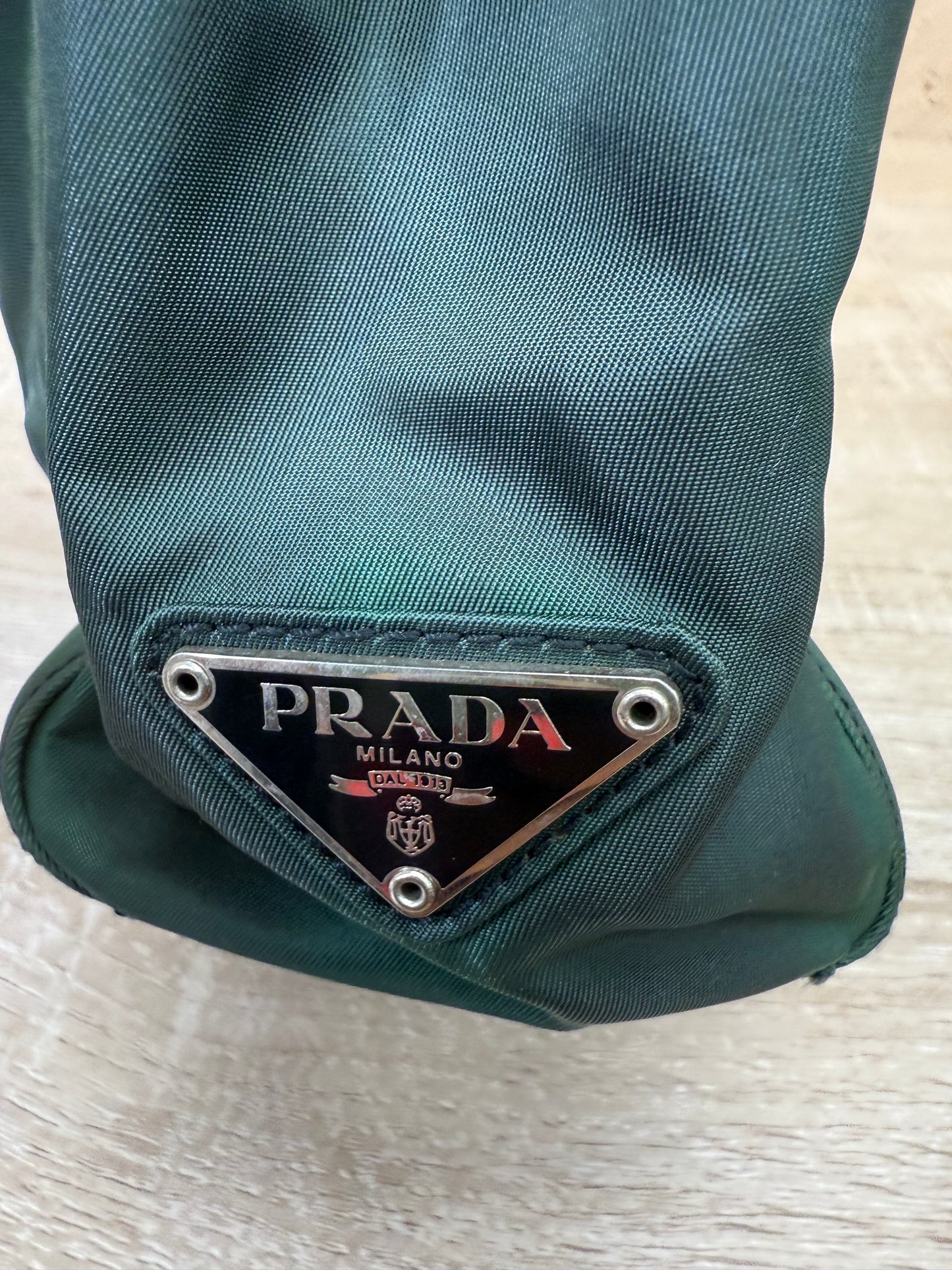 Prada Dark Green Nylon Top Handle Tote Bag