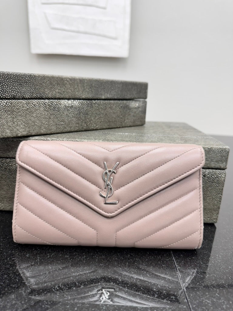 *DONS DROP* Saint Laurent YSL Beige Grained Leather Envelope Wallet
