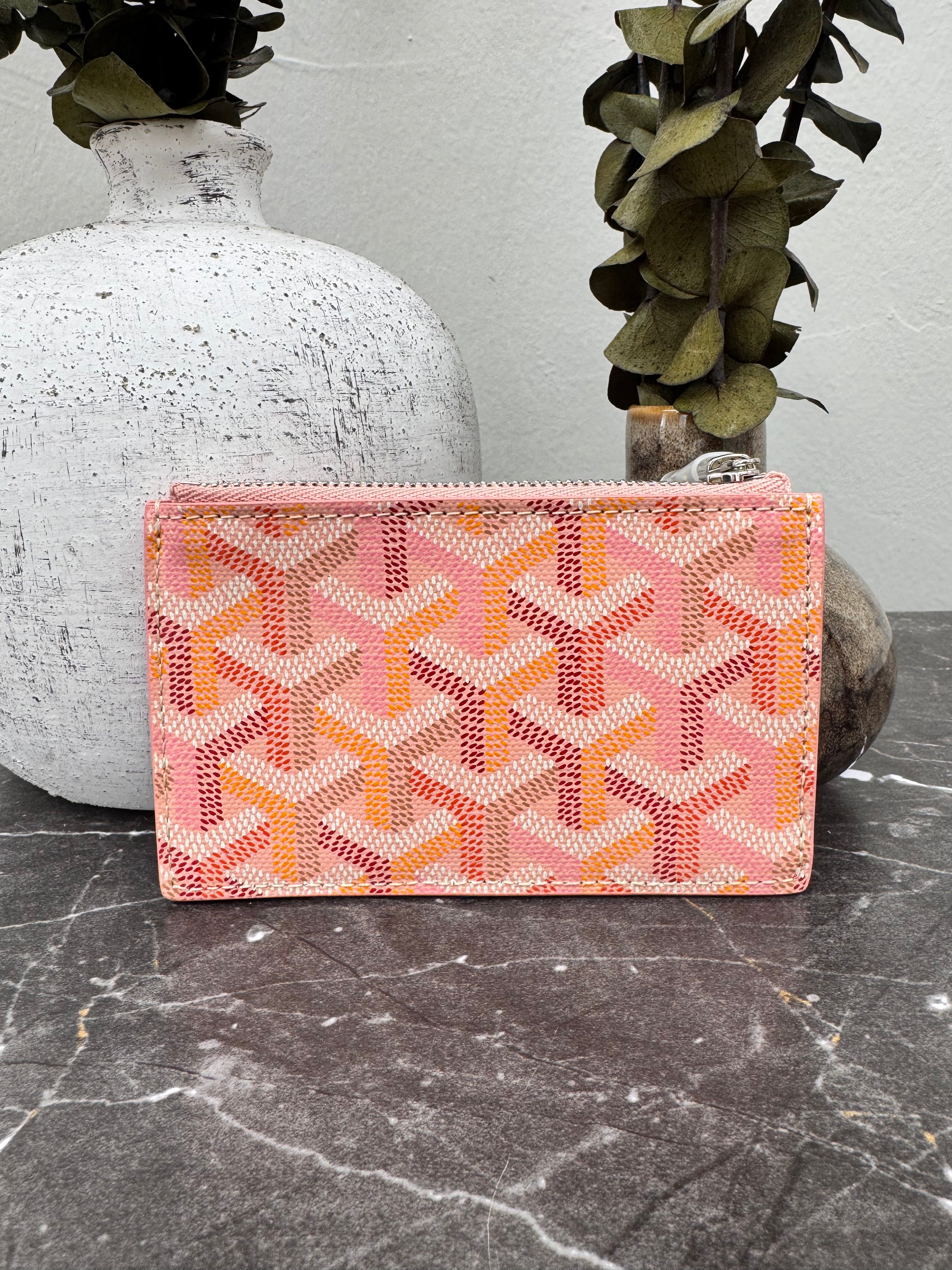 LIKE NEW - Goyard Pink Monogram Coated Canvas Zippy Card Holder