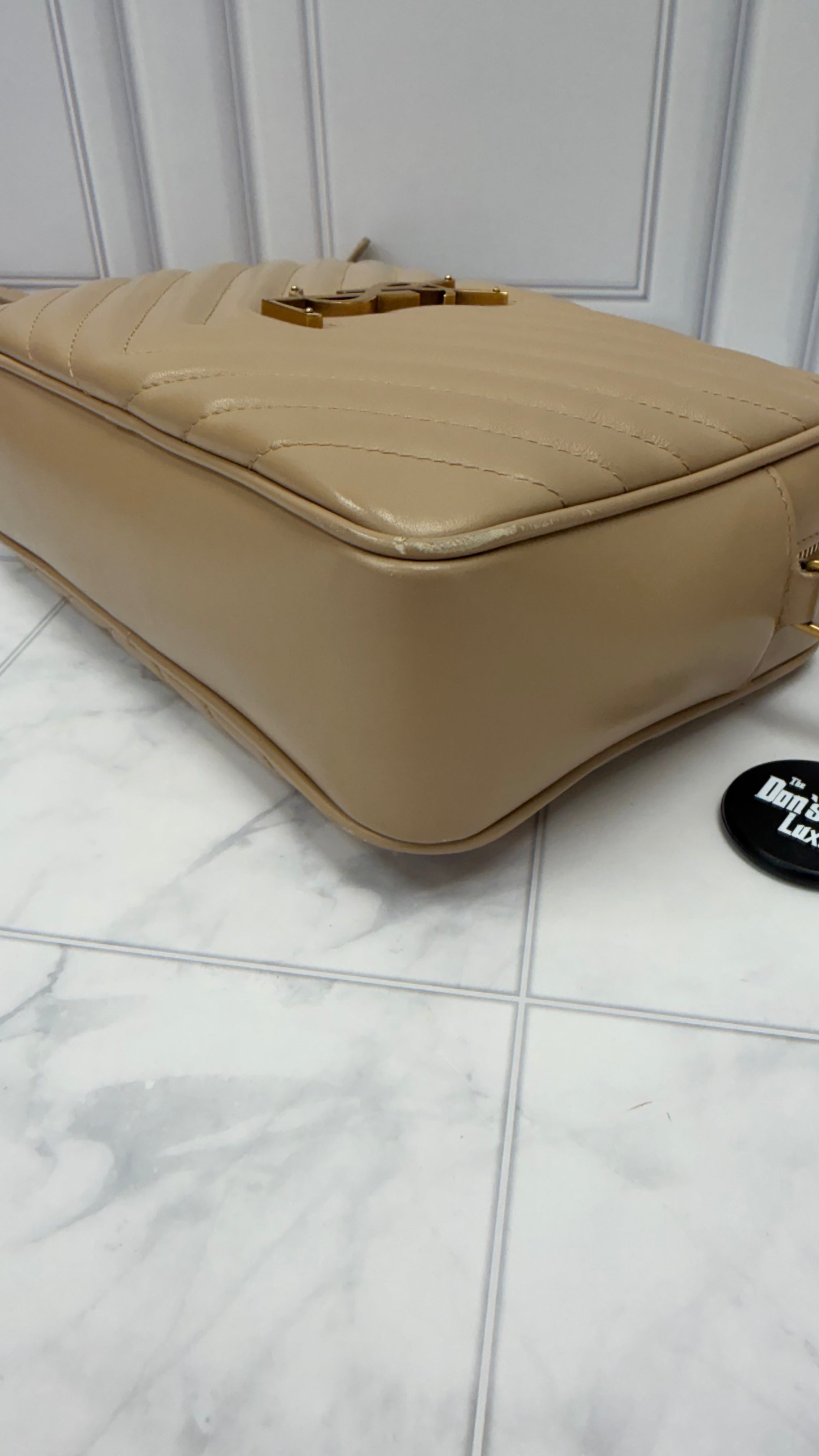 *DONS DROP* Saint Laurent YSL Nude Chevron Quilted Leather Lou Camera Bag