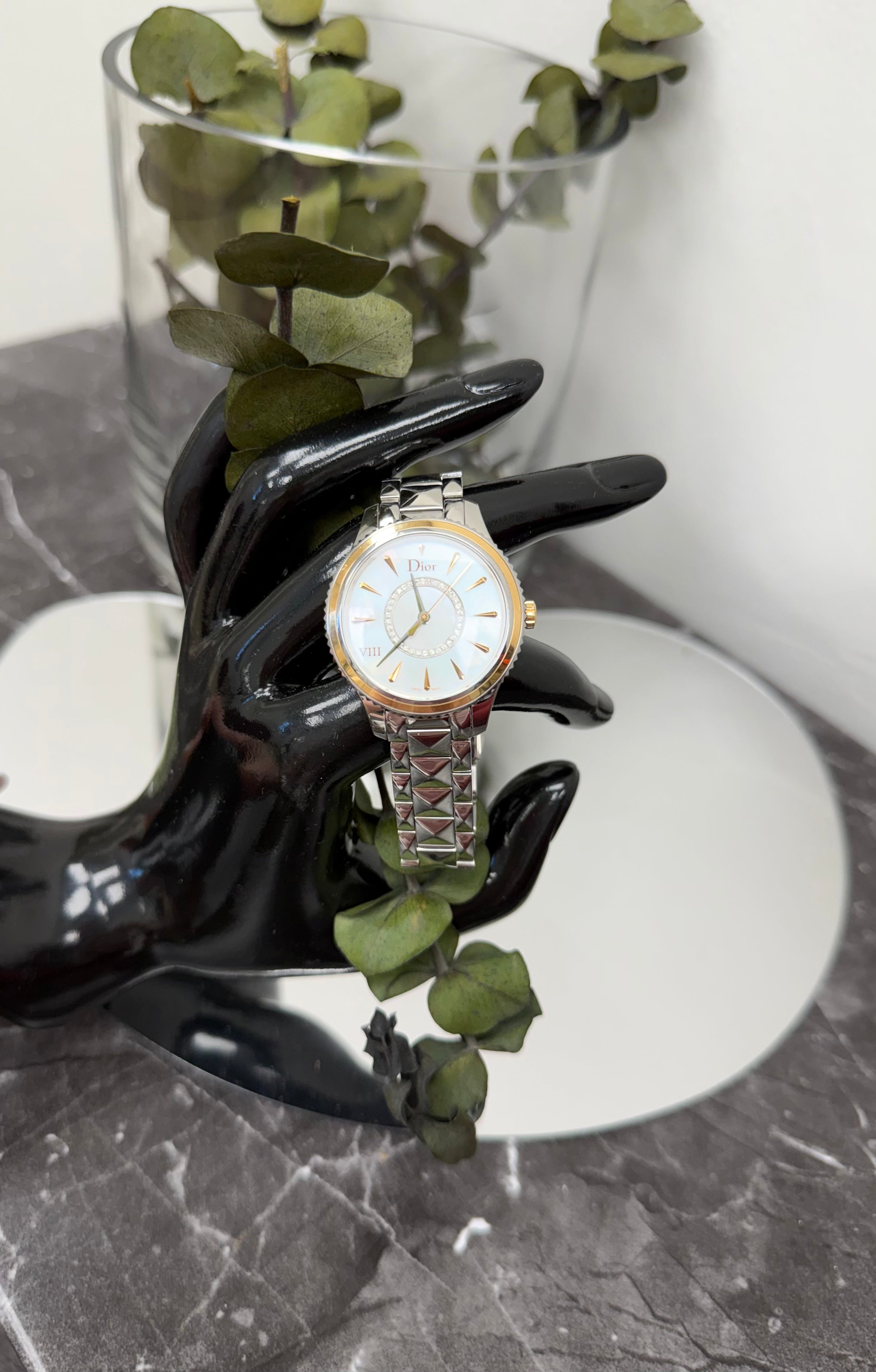 Christian Dior Diamond, Rose Gold & Stainless Steel VIII Montaigne 32mm Watch