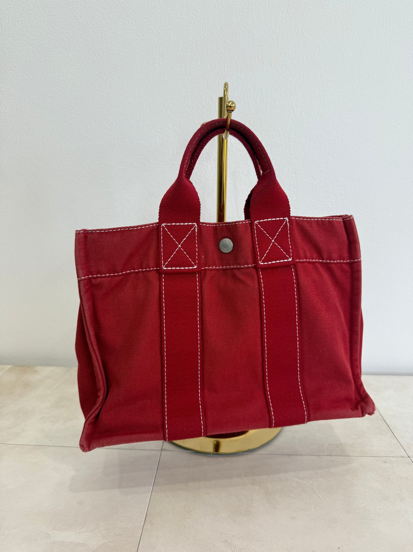 Hermes Red Canvas PM Handbag