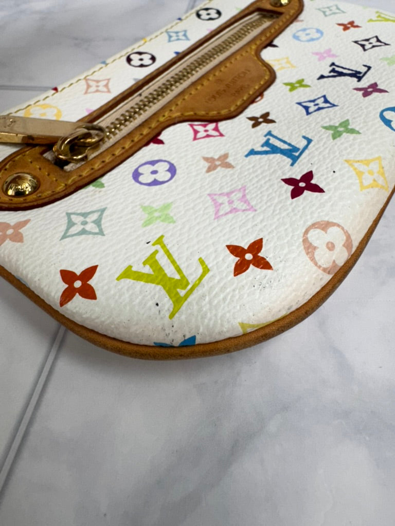 Louis Vuitton White Multicolor Pochette Plate MM Cles