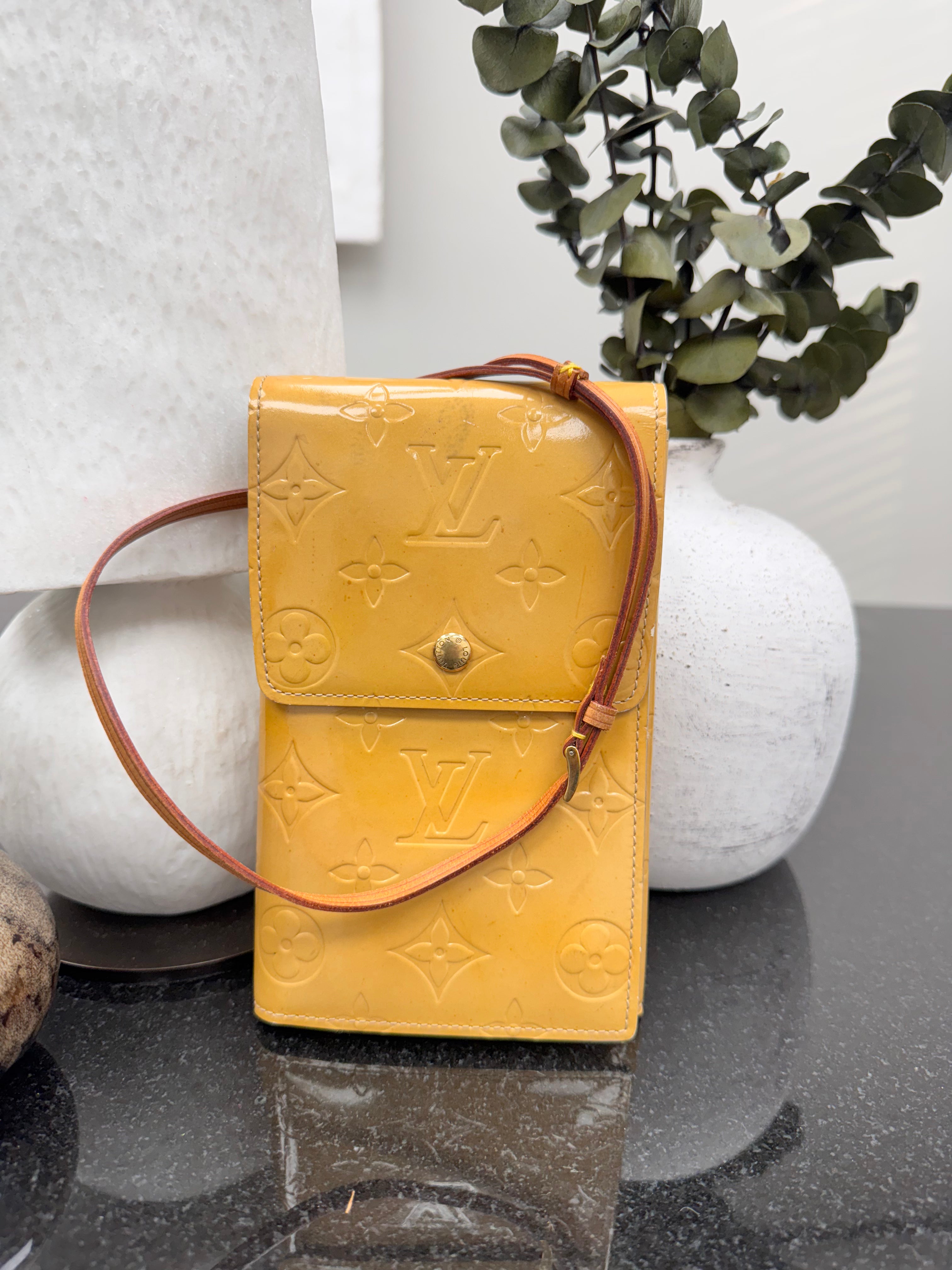 Louis Vuitton Yellow Monogram Vernis Walker Wallet Crossbody