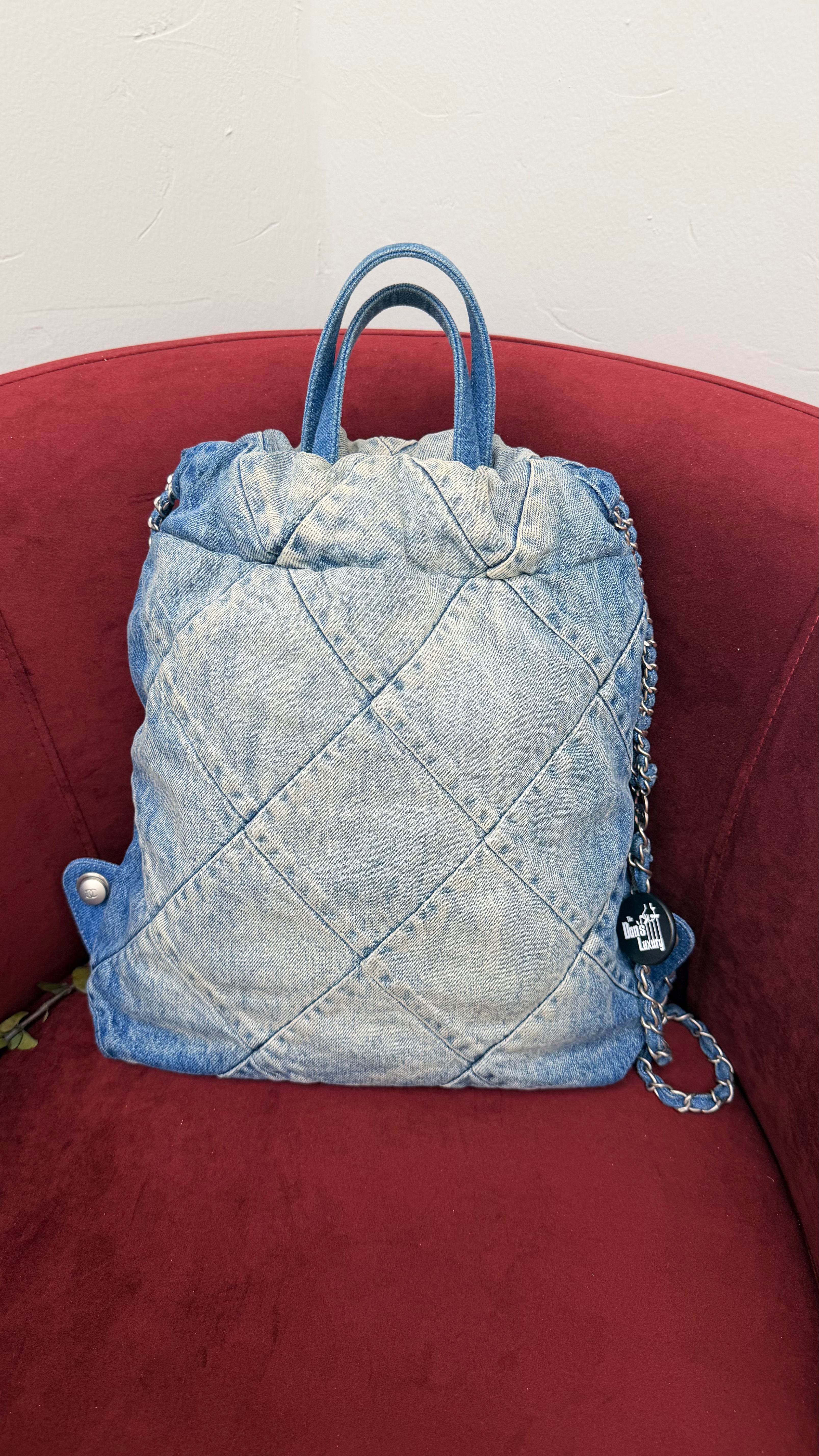 LIKE NEW- Chanel Denim Quilted Chanel 22 Backpack