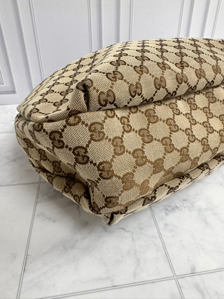 Gucci GG Supreme Canvas New Ladies Web Hobo Bag