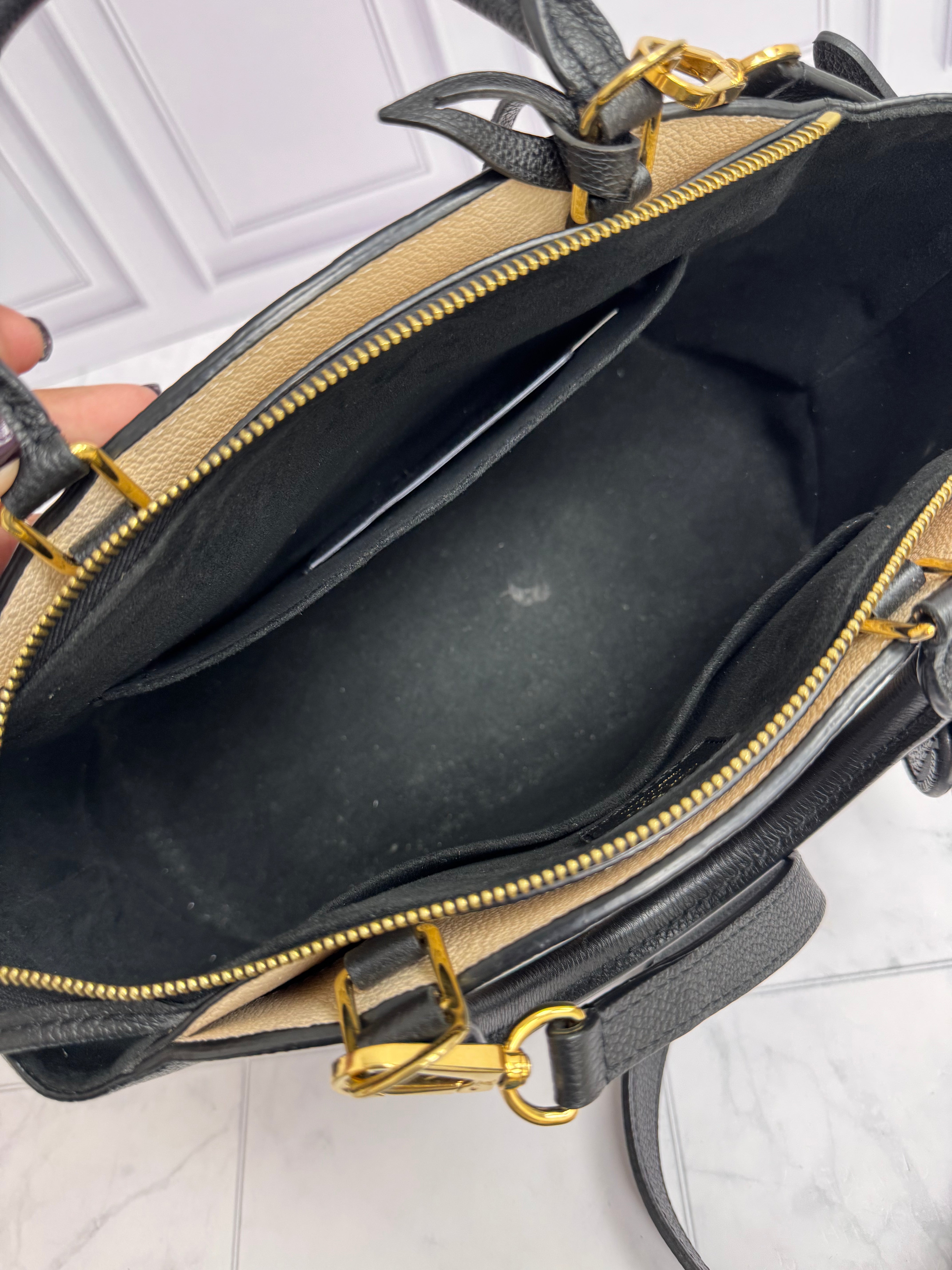 Louis Vuitton Black And Beige Monogram Empreinte Giant Palais Petit 2Way Bag