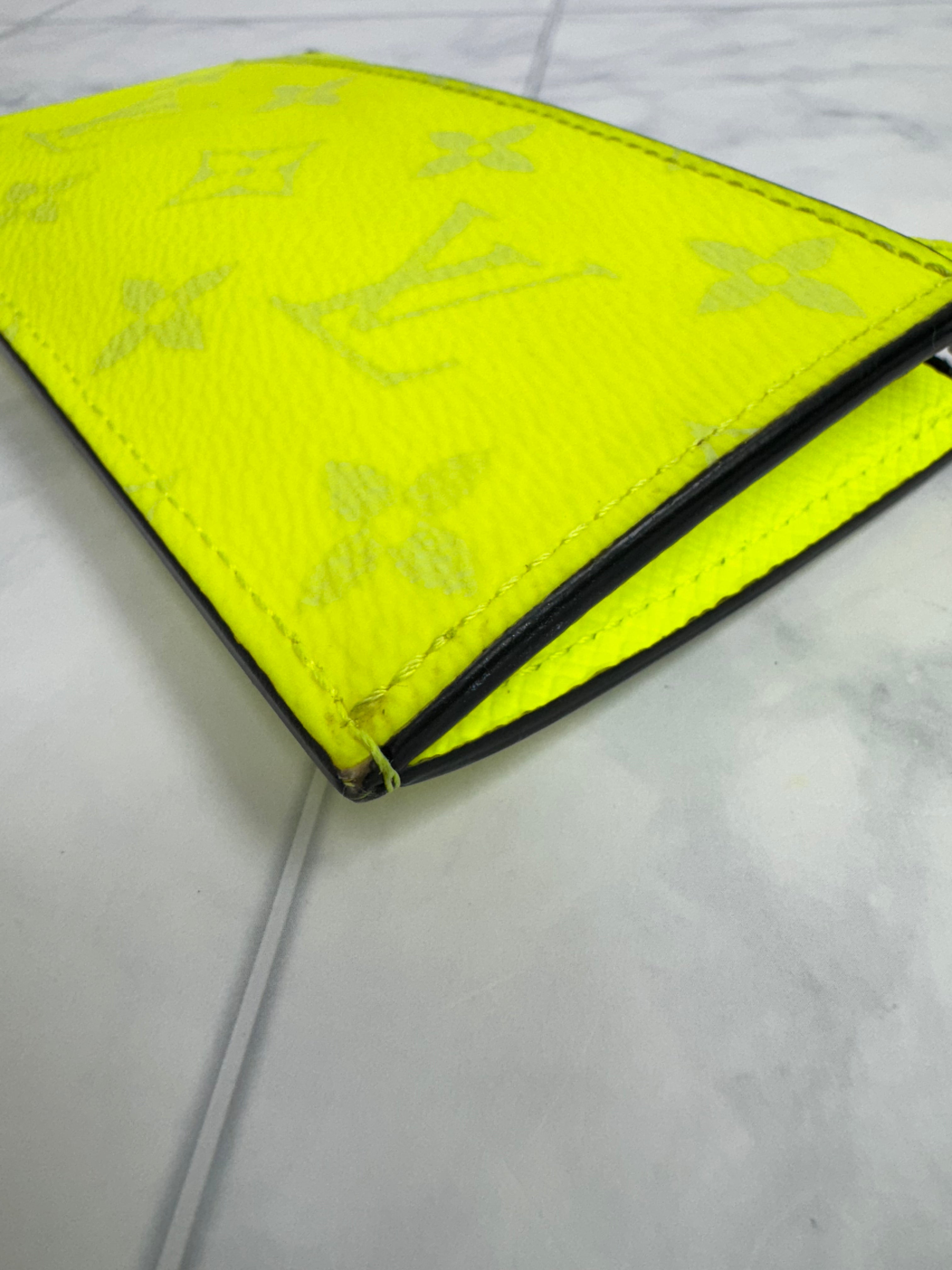 Louis Vuitton Neon Yellow Monogram Taigarama Coin Card Holder