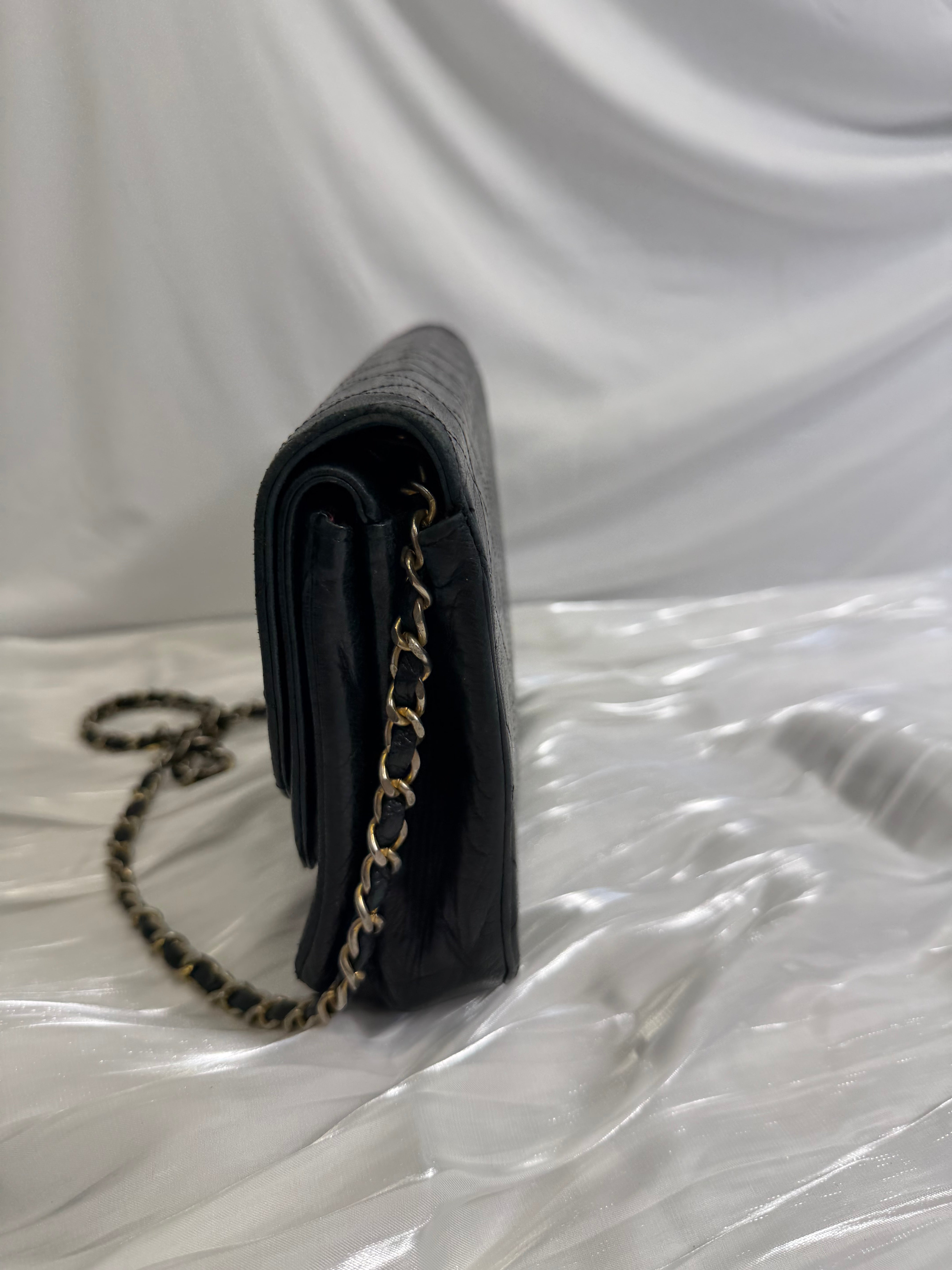 Chanel Black Calfskin Double Flap Bag