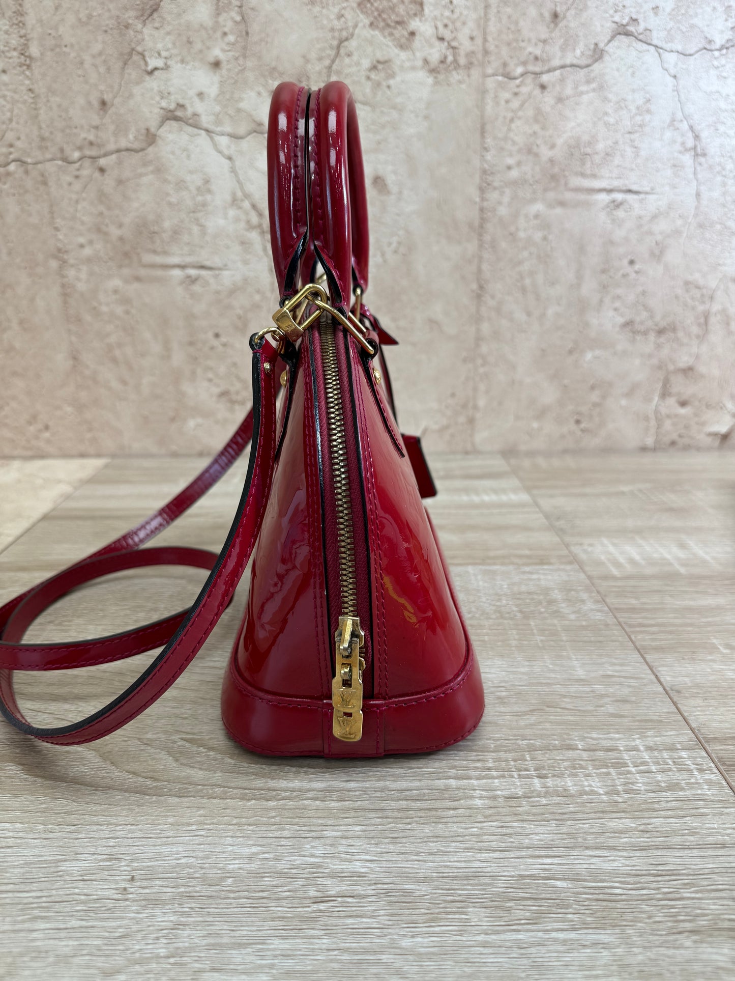 Louis Vuitton Red Vernis Patent Leather Alma BB