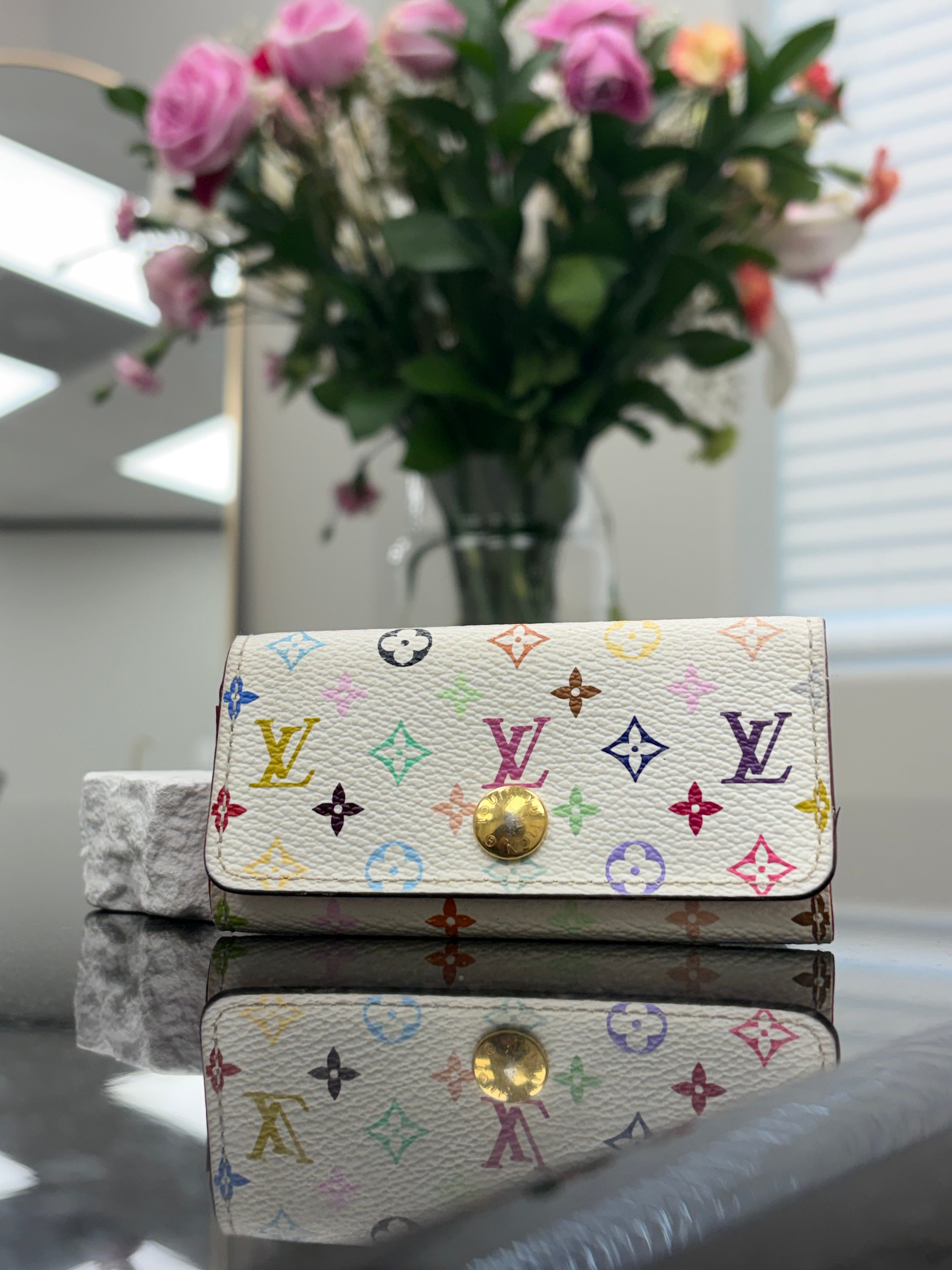 Louis Vuitton White Multicolor Monogram 4 Key Ring Case