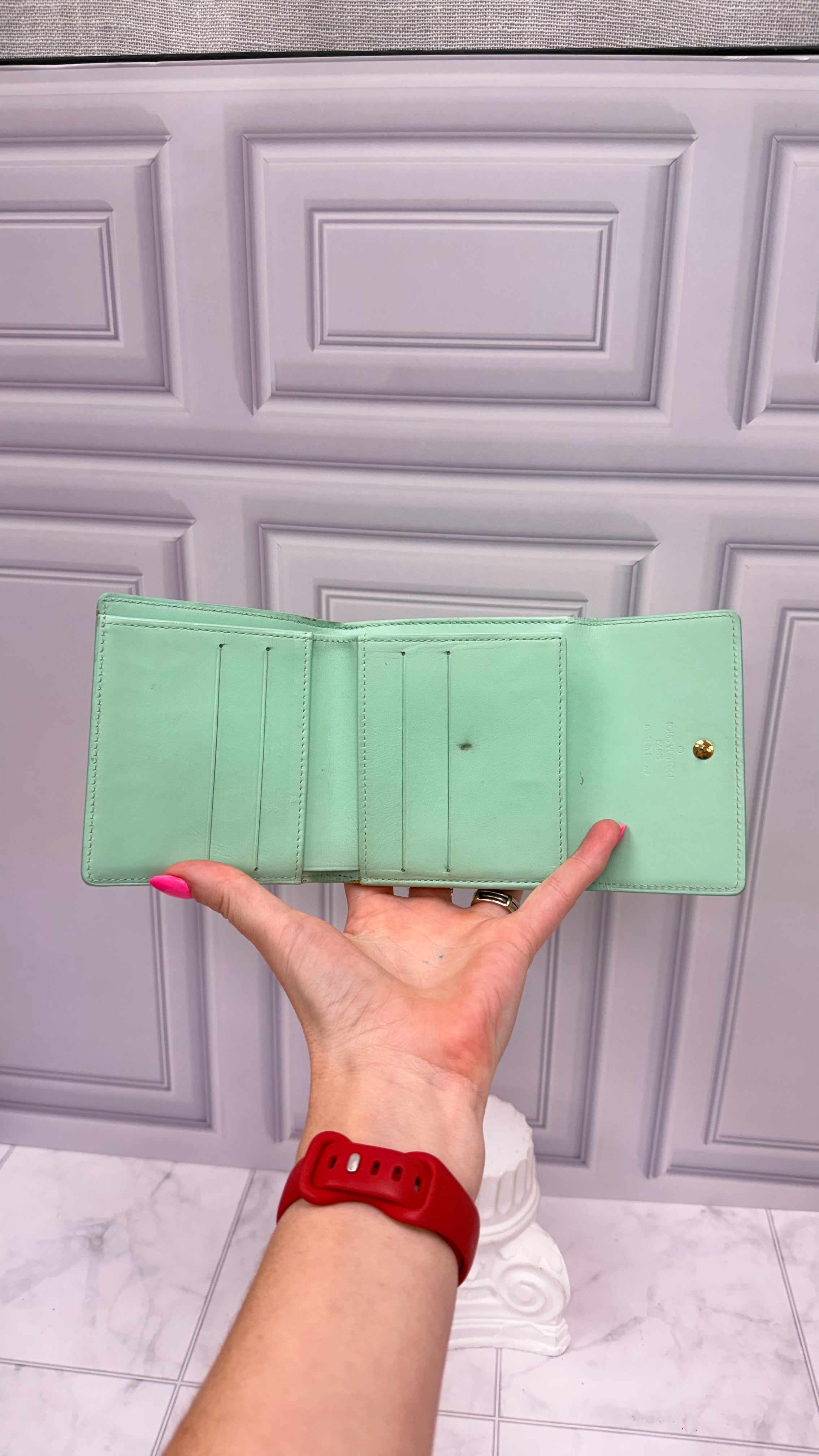 Louis Vuitton Green Vernis Elise Wallet