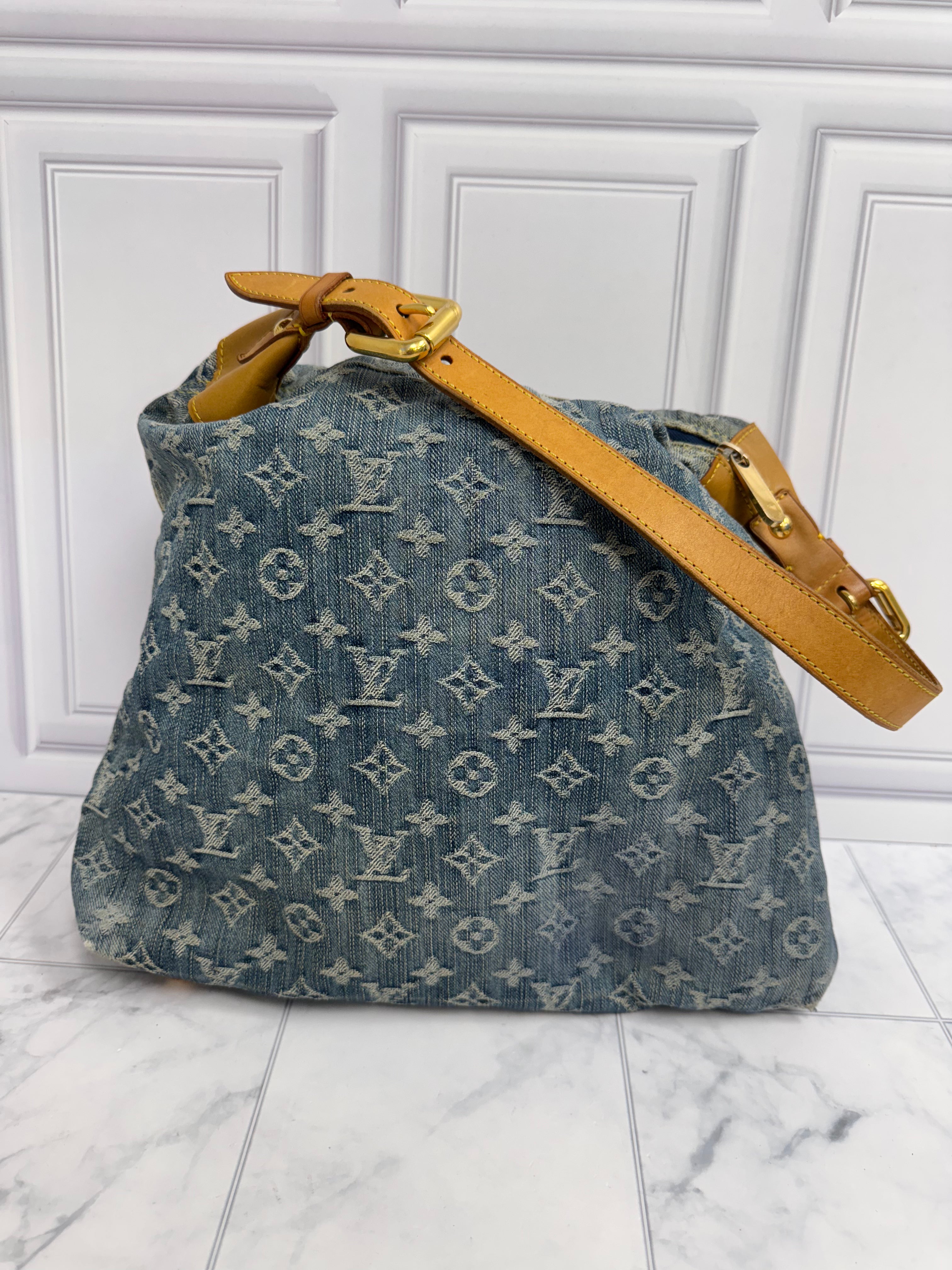 Louis Vuitton Blue Denim Monogram Baggy GM Shoulder Bag