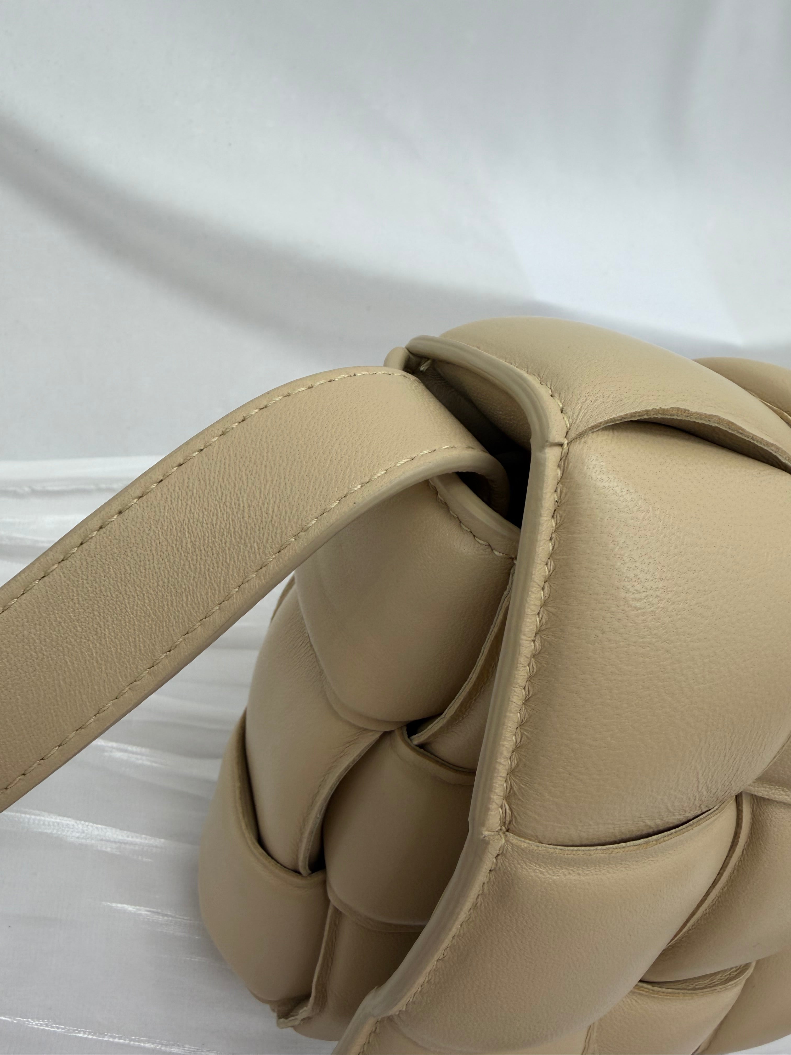 Bottega Veneta Beige Padded Intrecciato Leather Cassette Crossbody