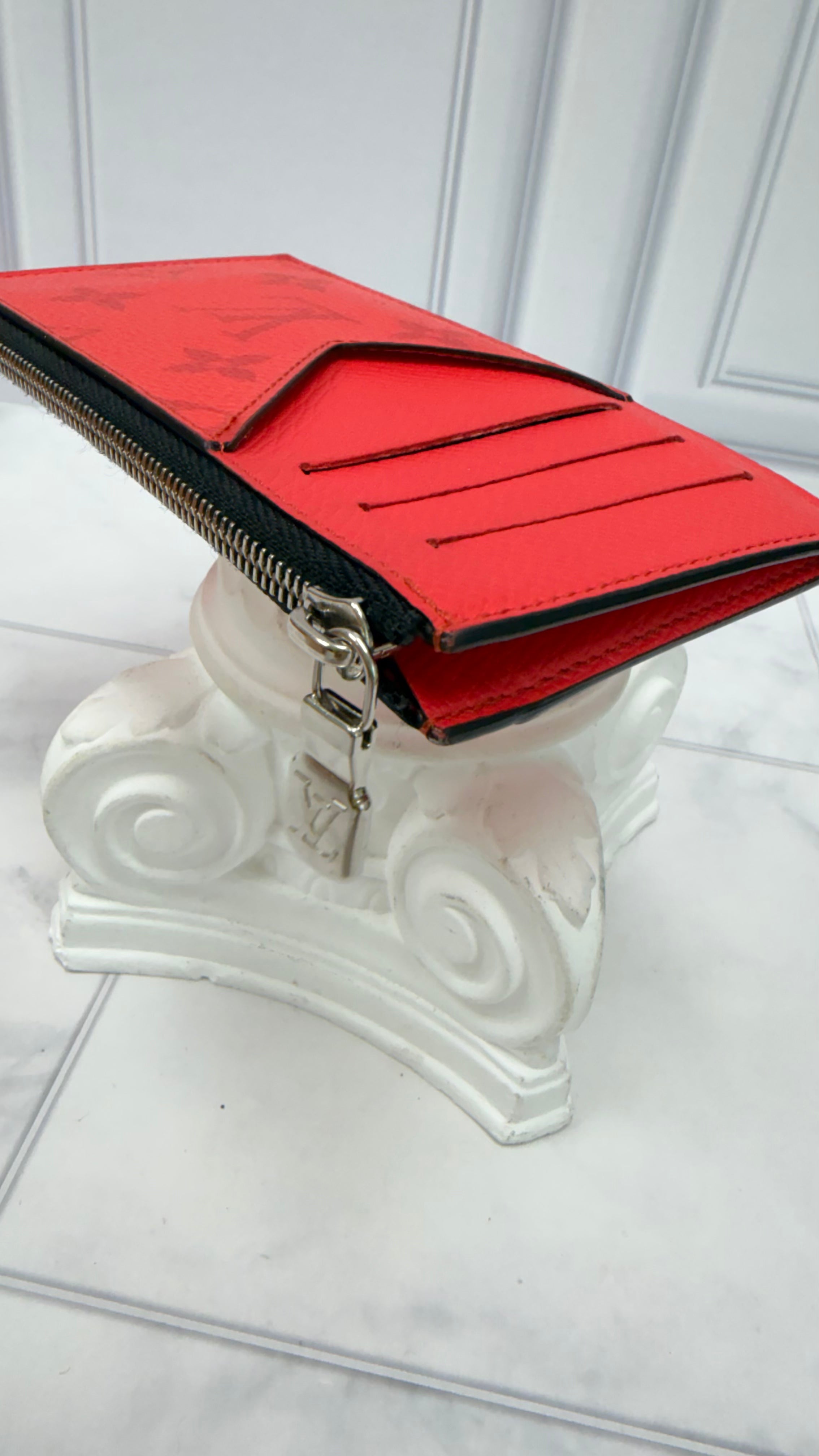 Louis Vuitton Red Taigarama Coin Card Case