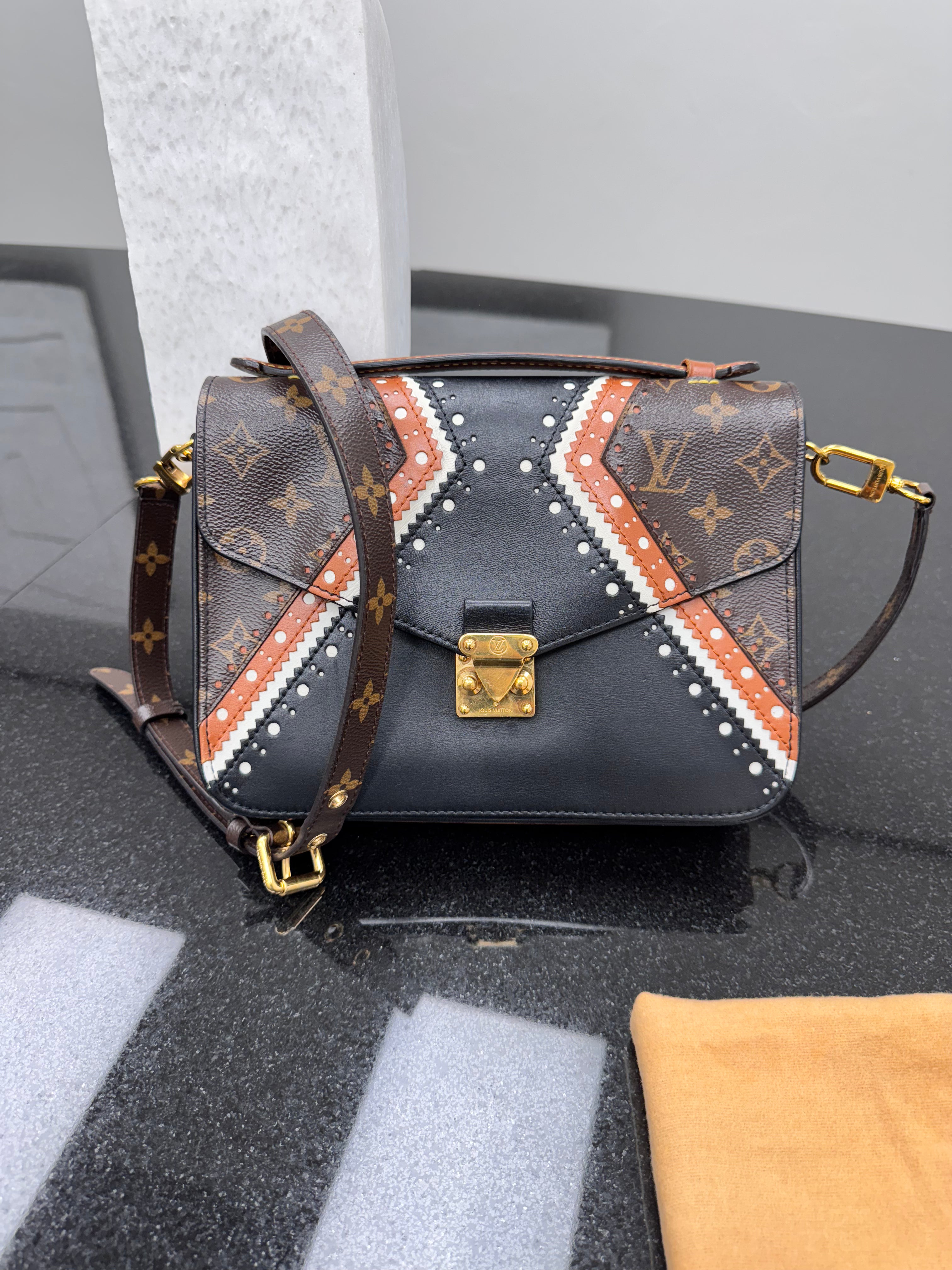 Louis Vuitton Black And Monogram Brogue Pochette Metis