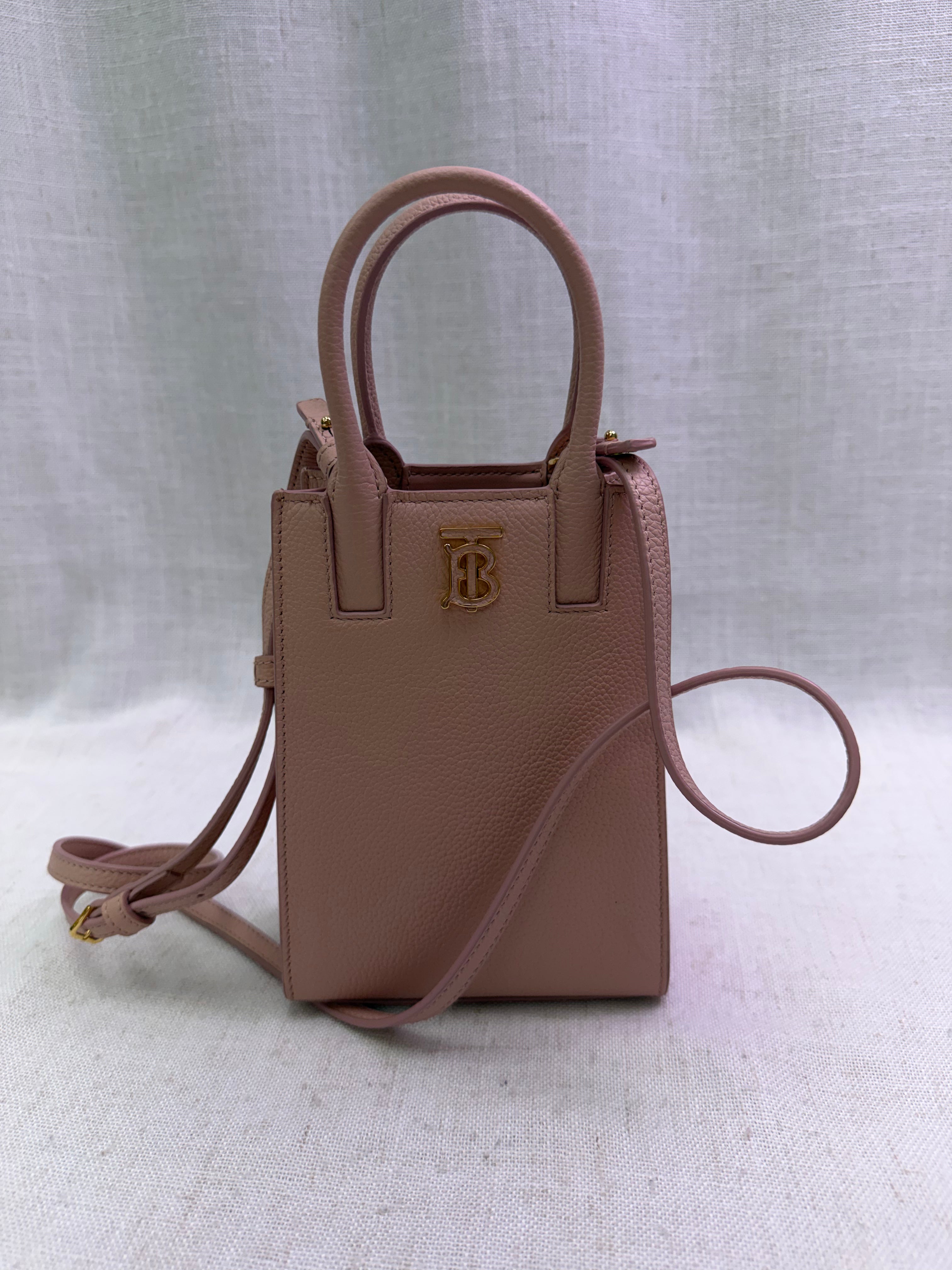 Burberry Pink Grainy Calfskin Micro Frances Tote