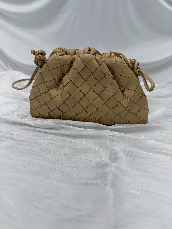 Bottega Veneta Cream Mini Intrecciato Leather Pouch Clutch
