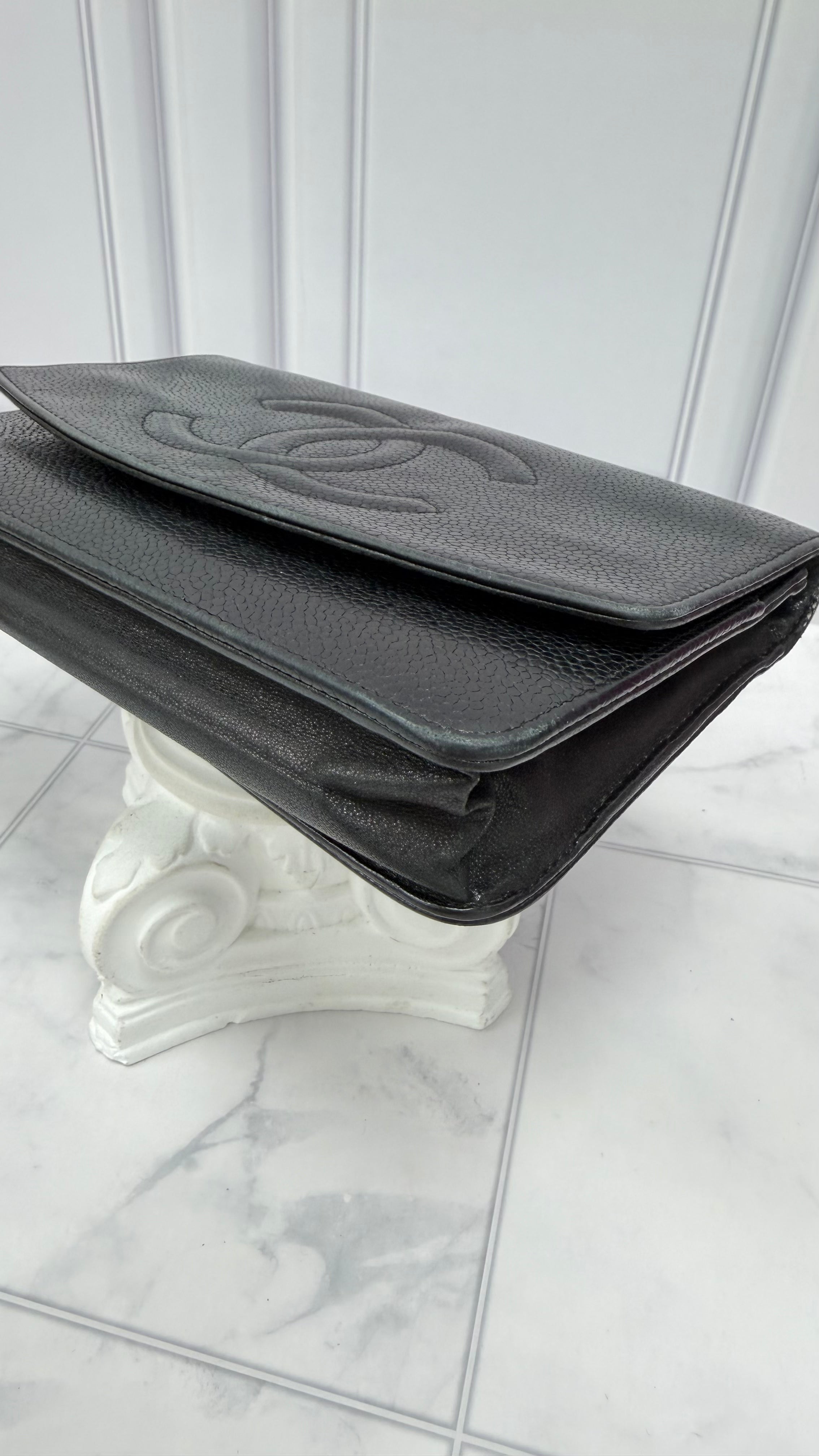 Chanel Black Caviar CC Wallet on a Chain