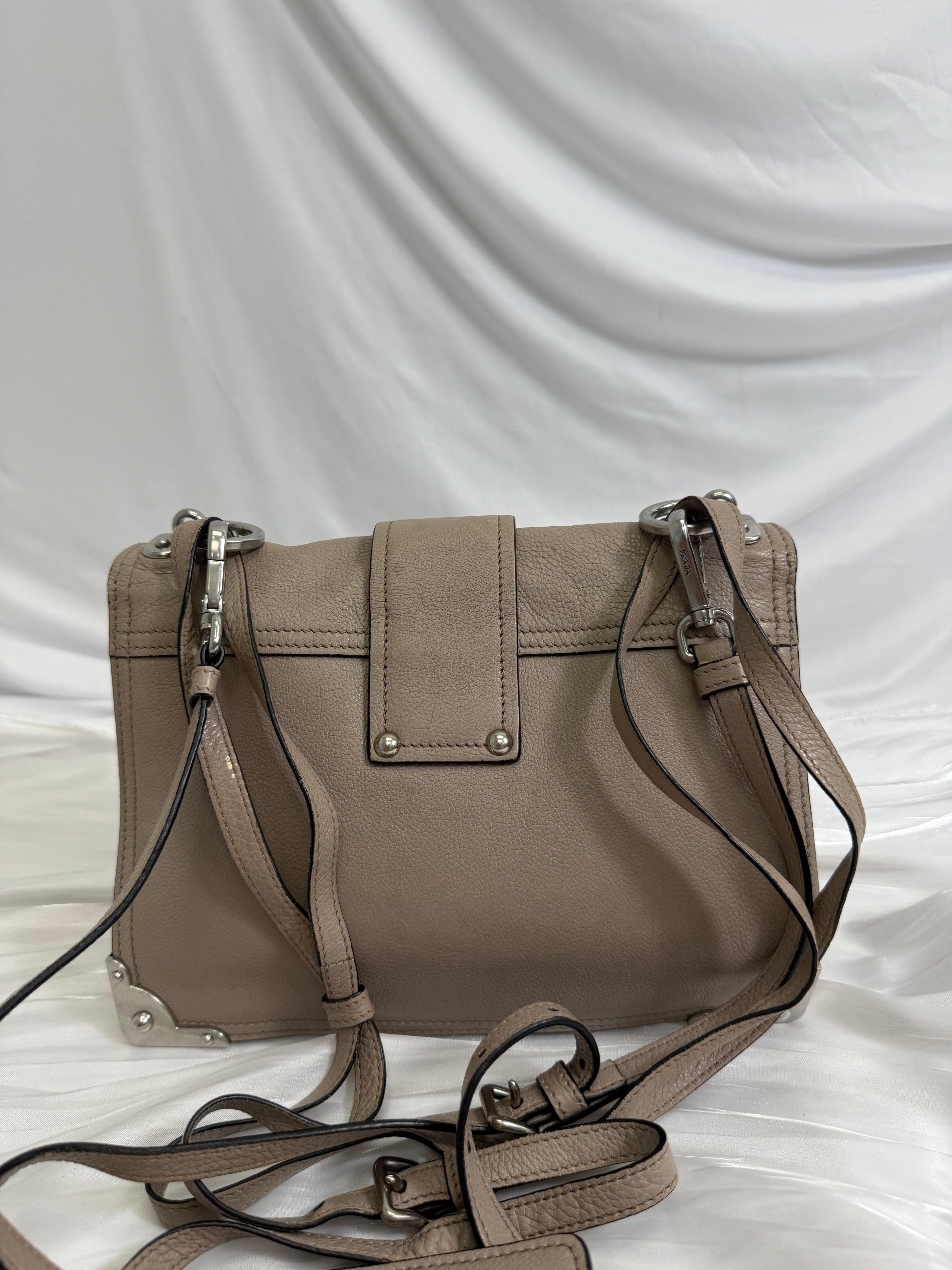 Prada Gray Leather Cahier 2Way Bag