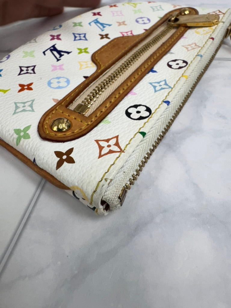 Louis Vuitton White Multicolor Pochette Plate MM Cles