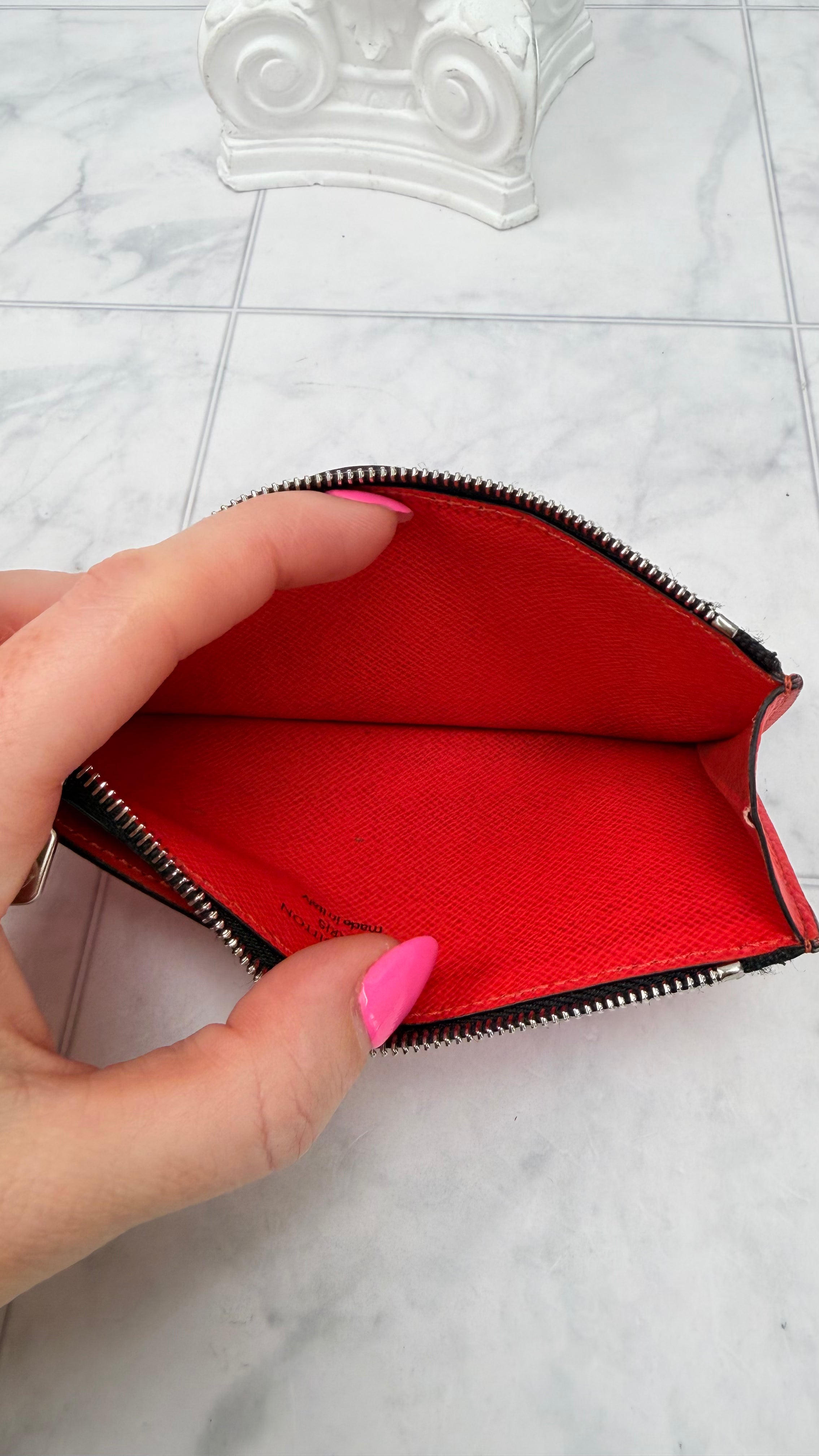 Louis Vuitton Red Taigarama Coin Card Case