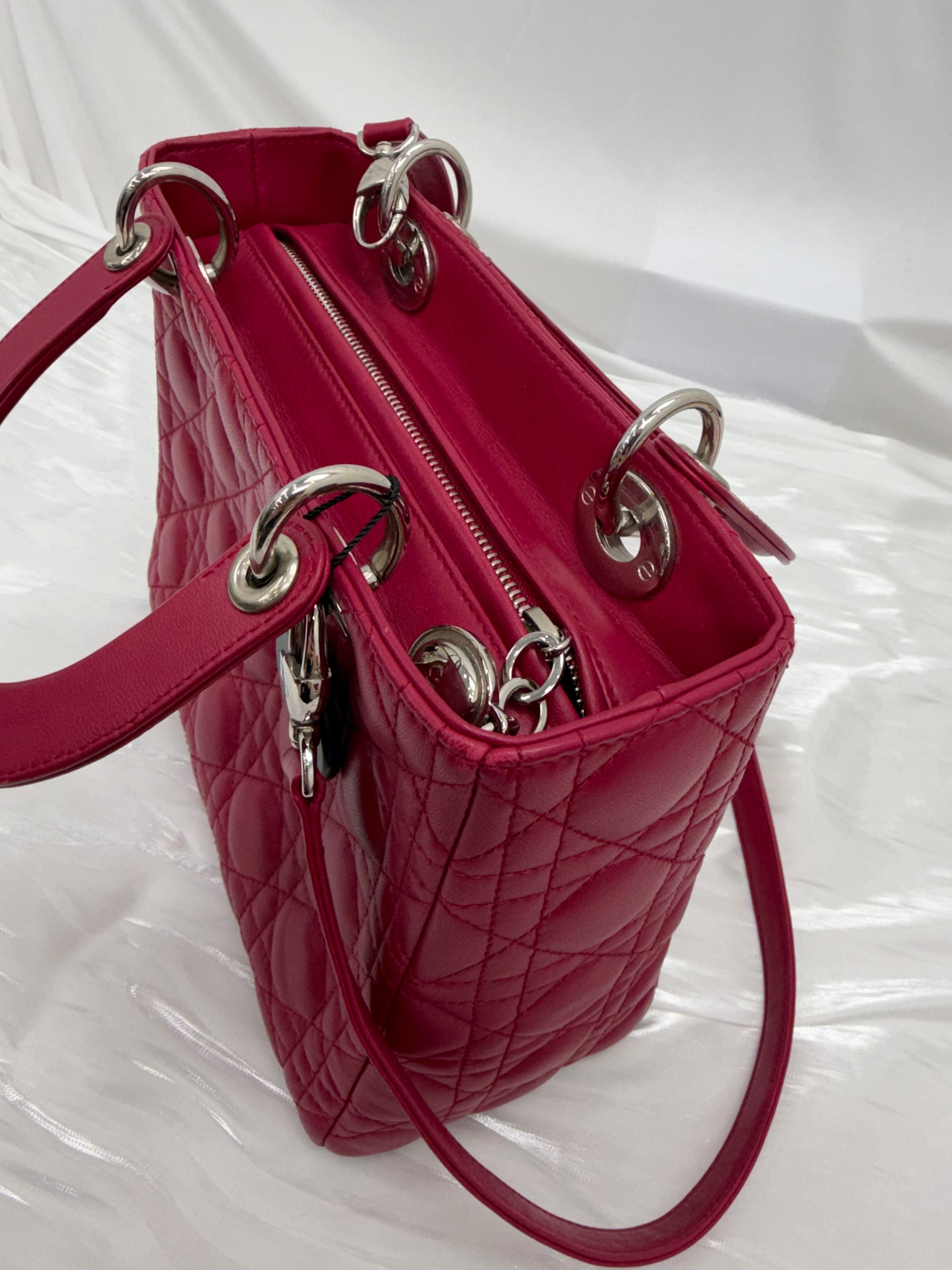 Christian Dior Rose Sorbet Cannage Lambskin Medium Lady Dior Bag