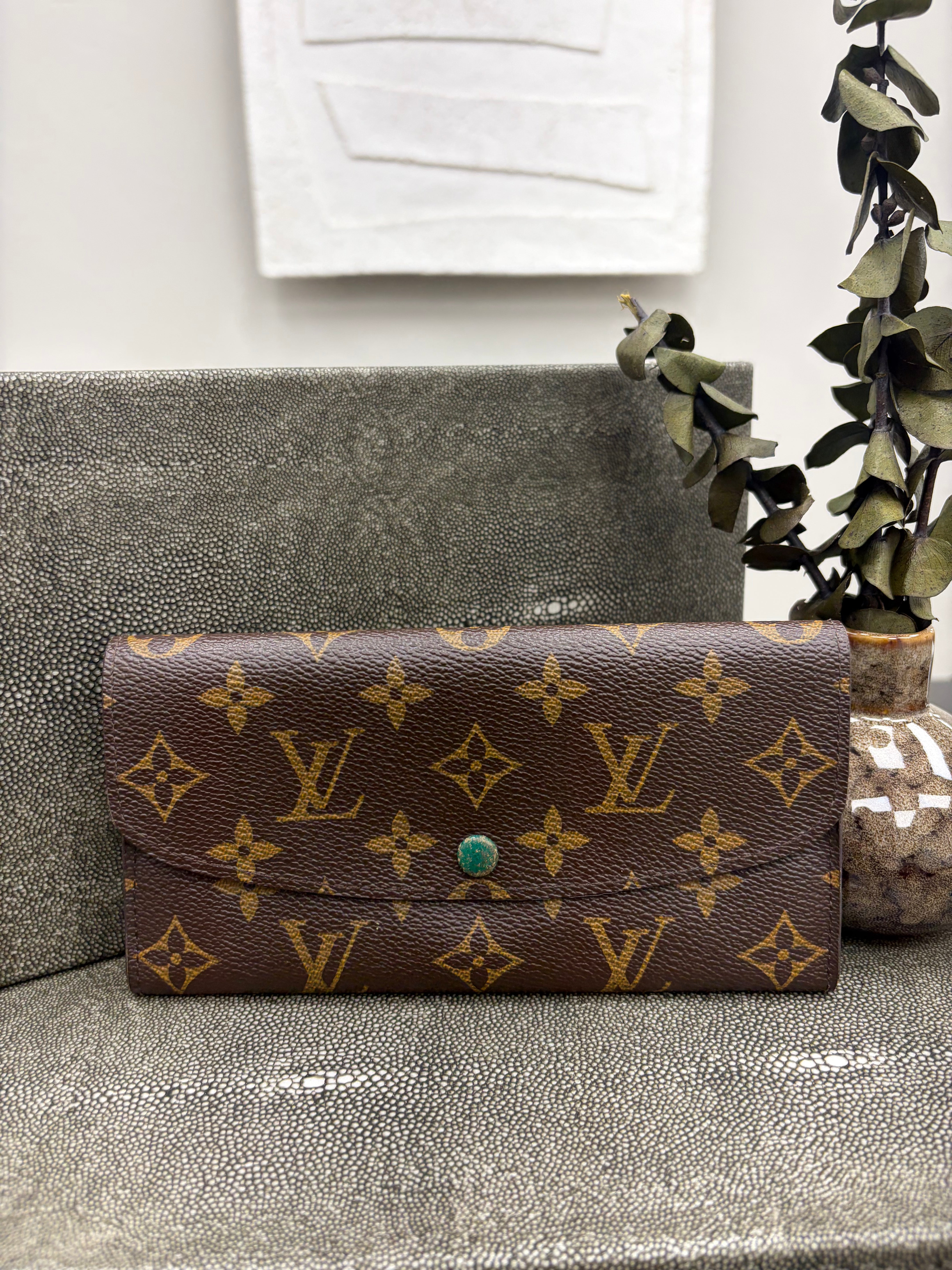 Louis Vuitton Monogram & Green Emilie Wallet