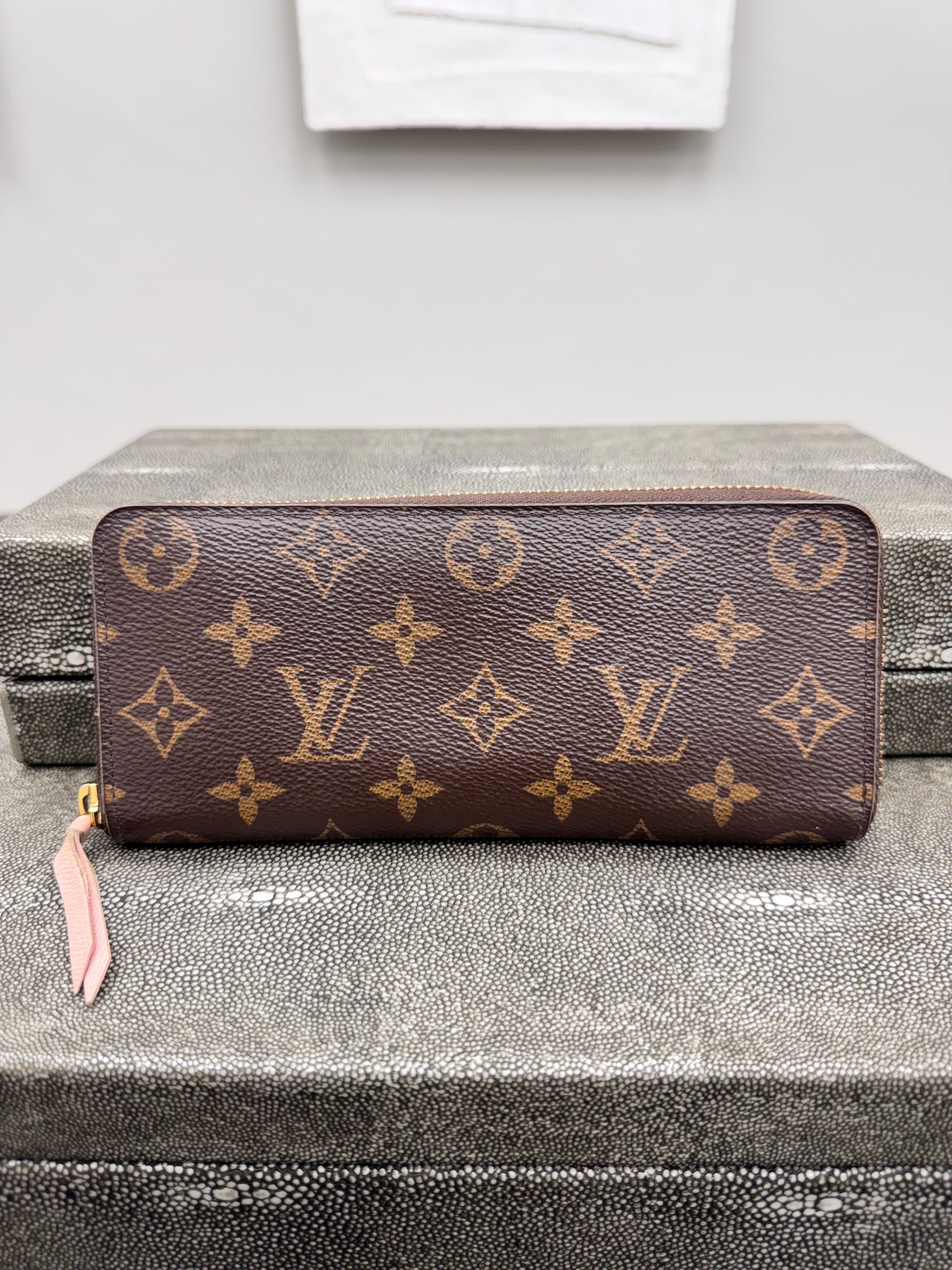 Louis Vuitton Monogram And Pink Clemence Zippy Wallet