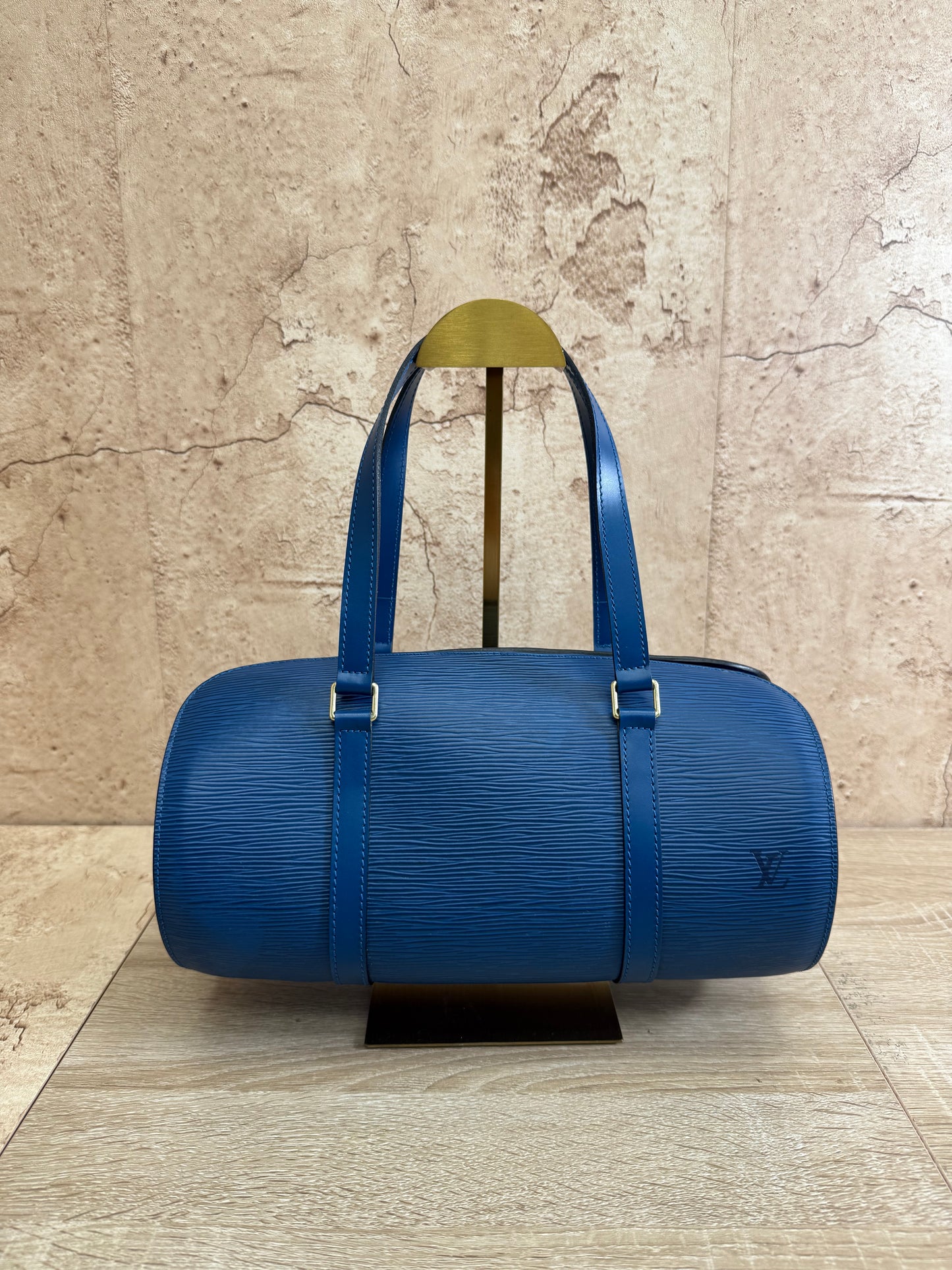 Louis Vuitton Blue Epi Soufflet Shoulder Bag