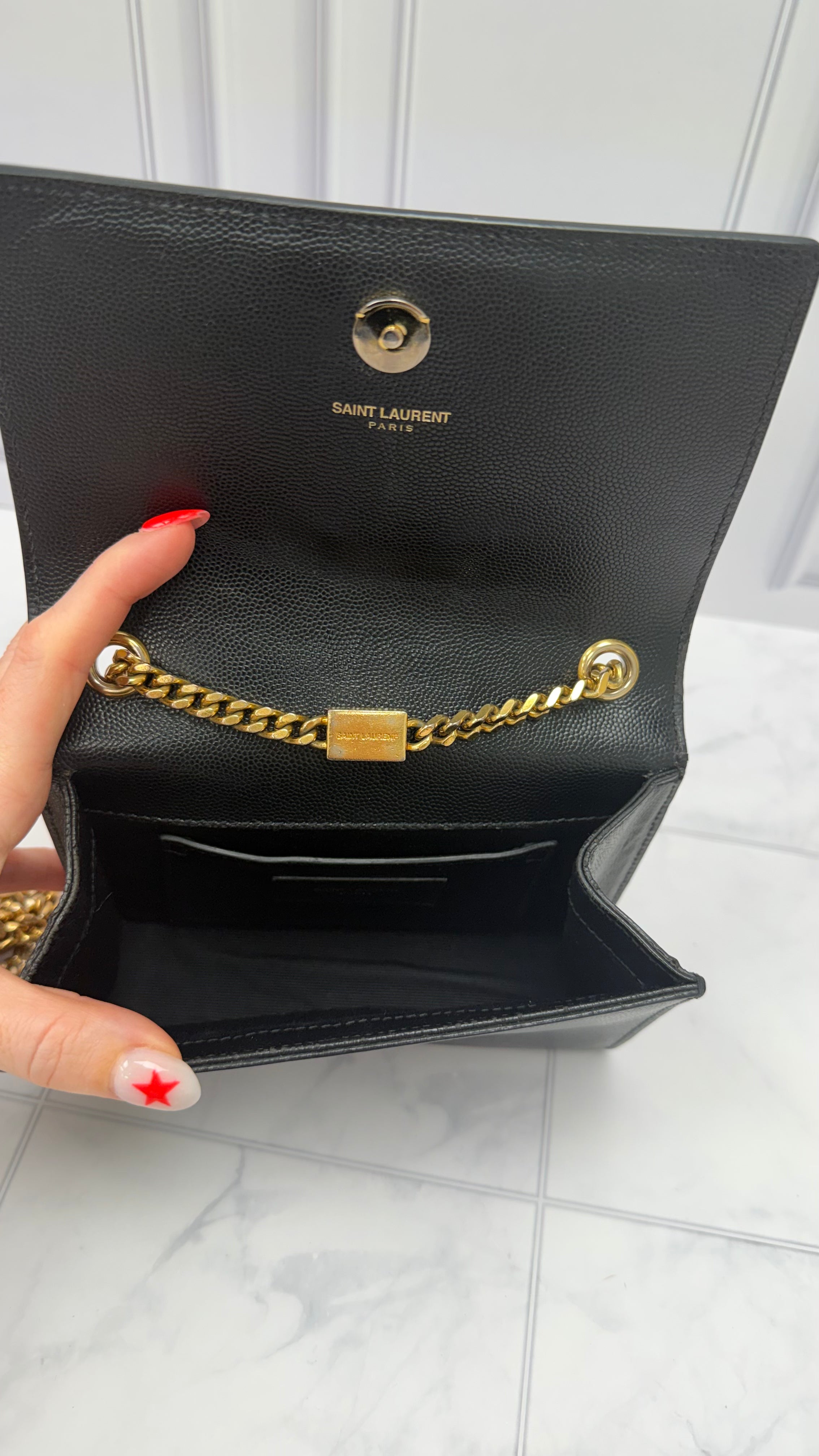 *DONS DROP* Saint Laurent YSL Black Pebbled Leather Kate Crossbody