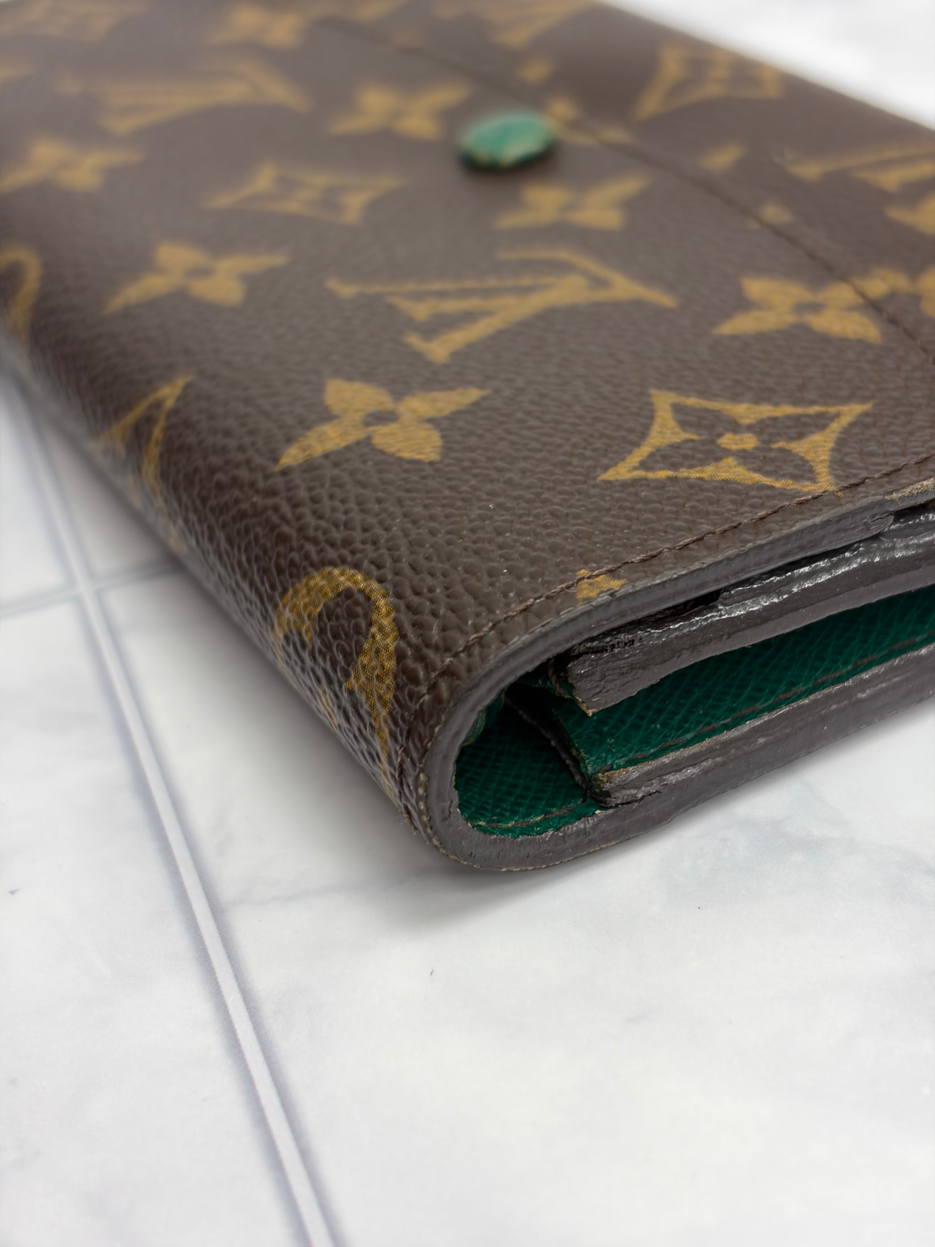 Louis Vuitton Monogram & Green Emilie Wallet
