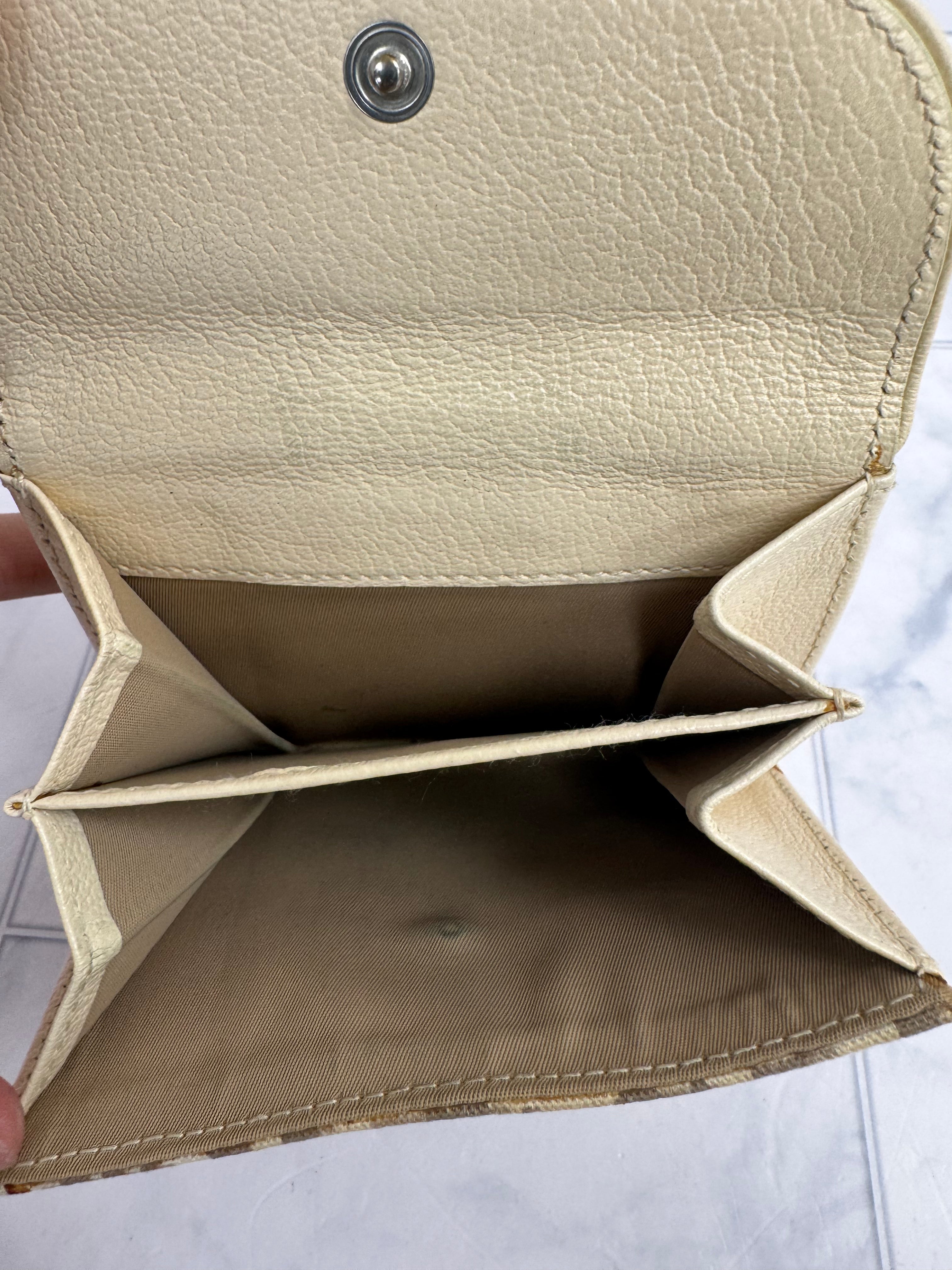 Christian Dior Beige Canvas Floral Embroidered Saddle Compact Wallet