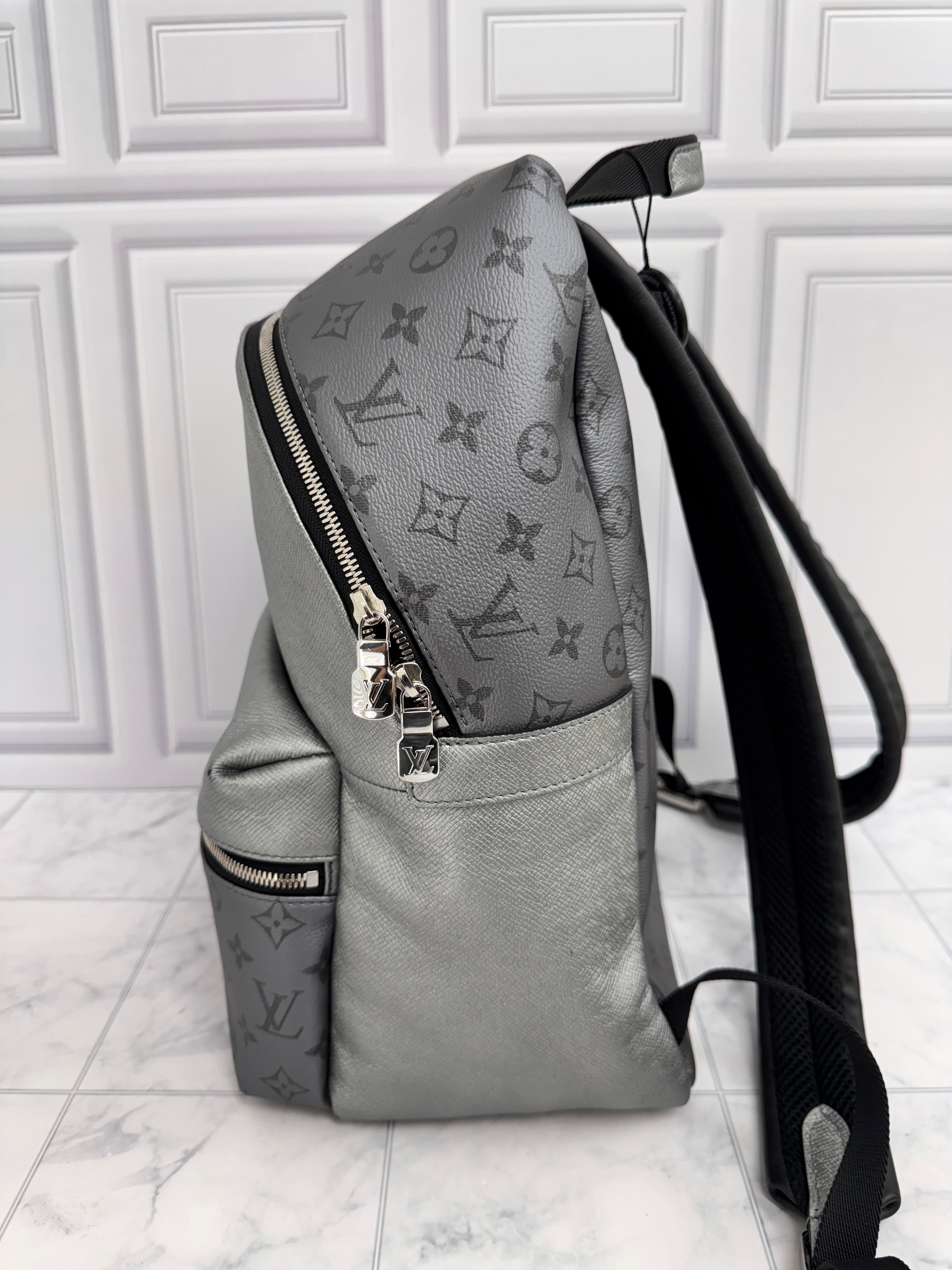 Louis Vuitton Metallic Silver Monogram Taigarama Discovery Backpack PM