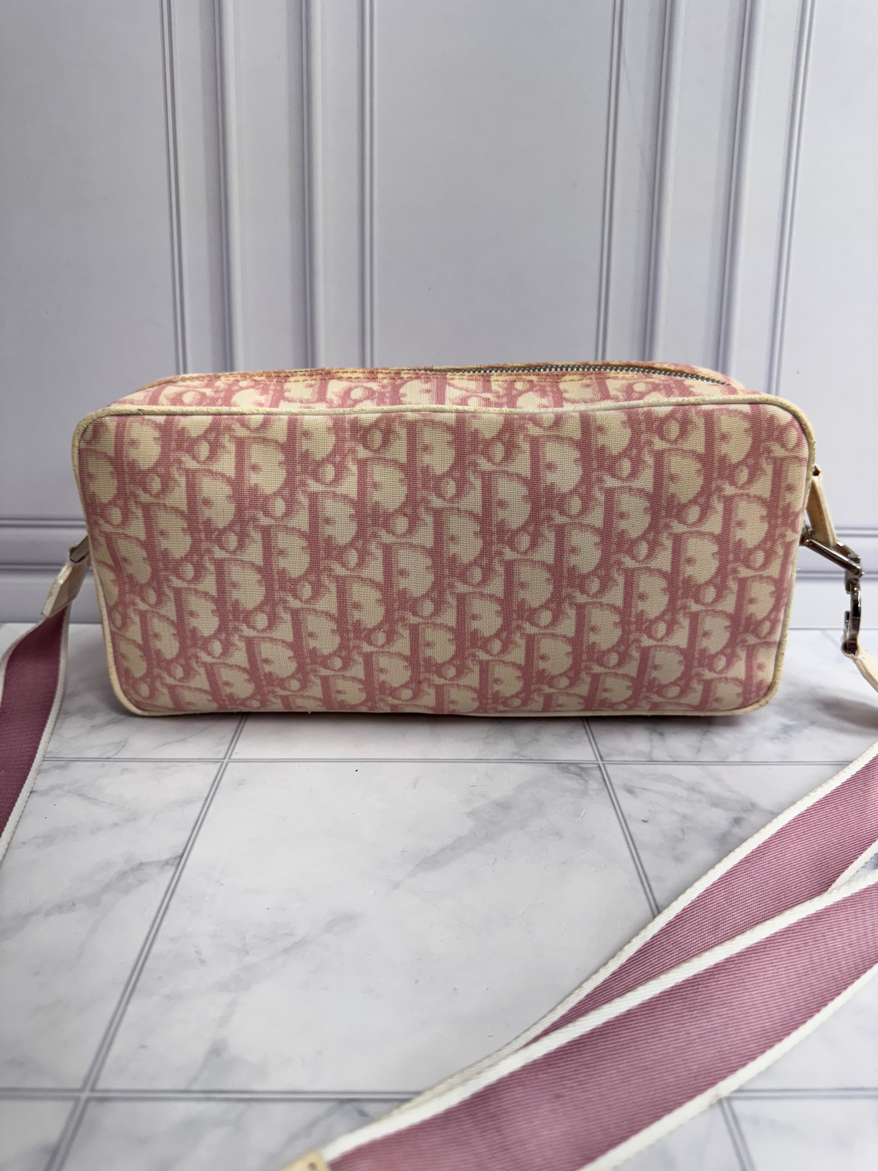 Christian Dior Pink And Beige Canvas Pink Trotter No. 1 Messenger Bag