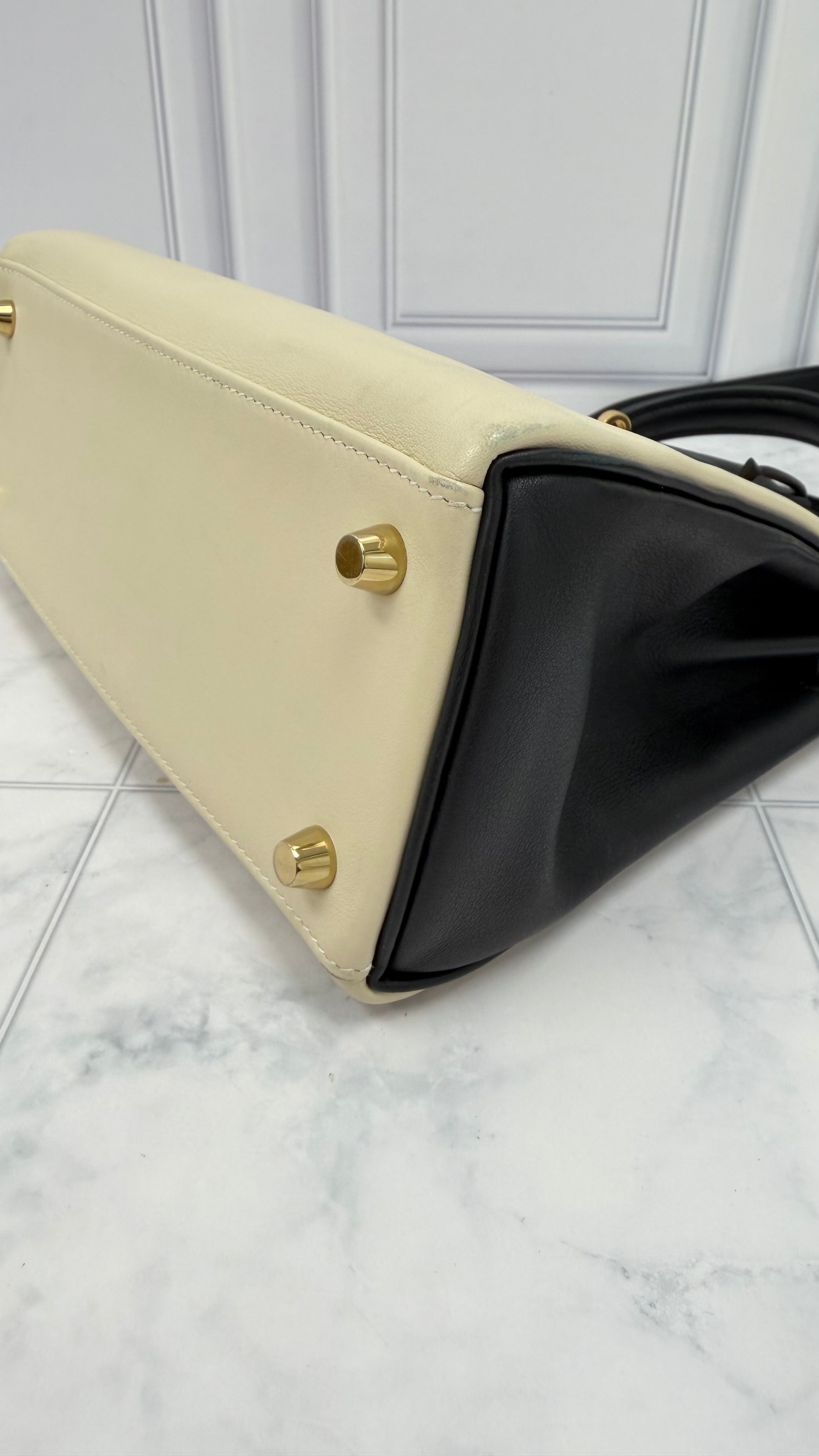 Hermes Ivory & Black Swift Leather HSS Kelly 25