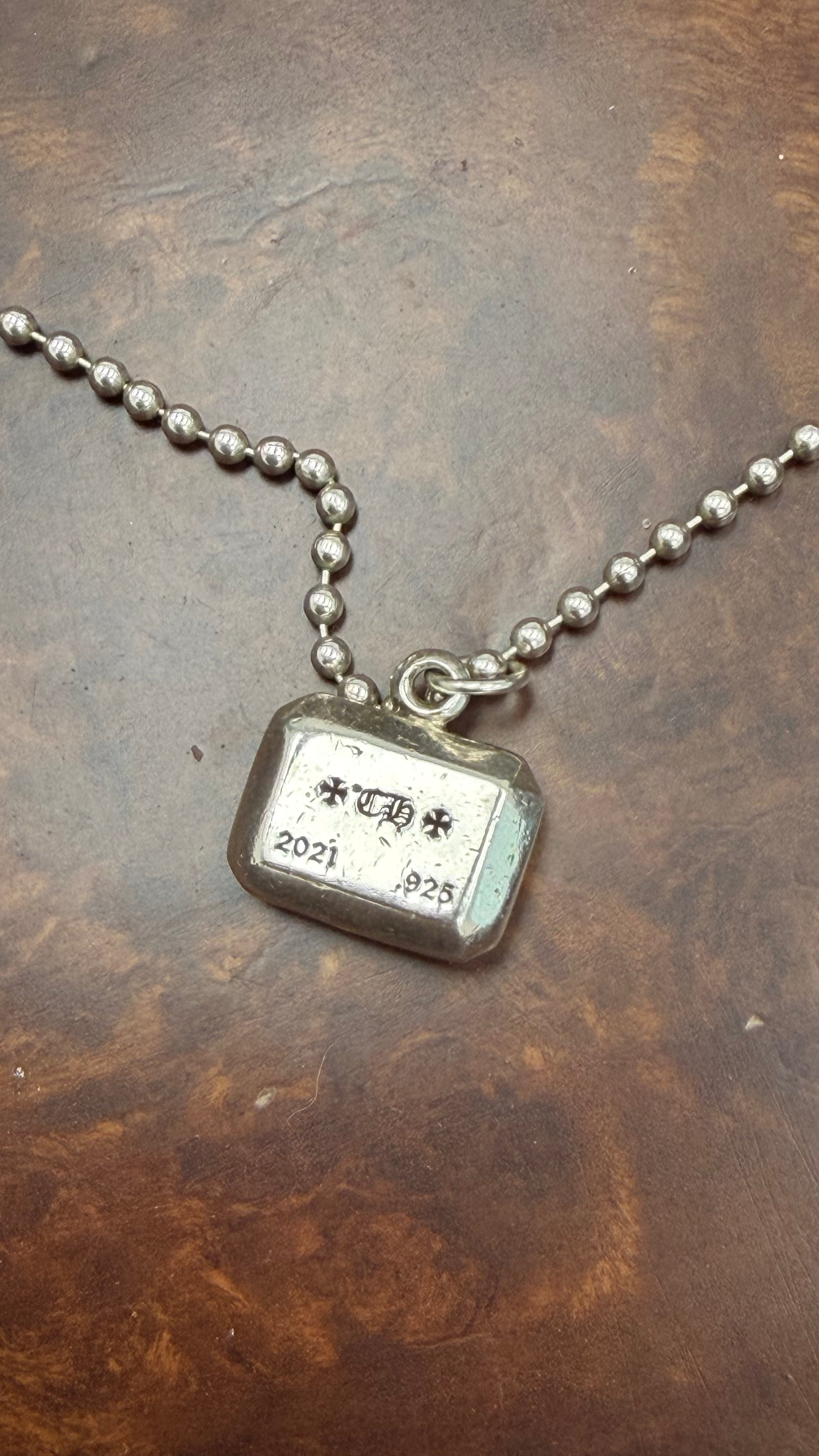 *DONS DROP* LIKE NEW- Chrome Hearts Sterling Silver Emerald Cut Pendant Necklace