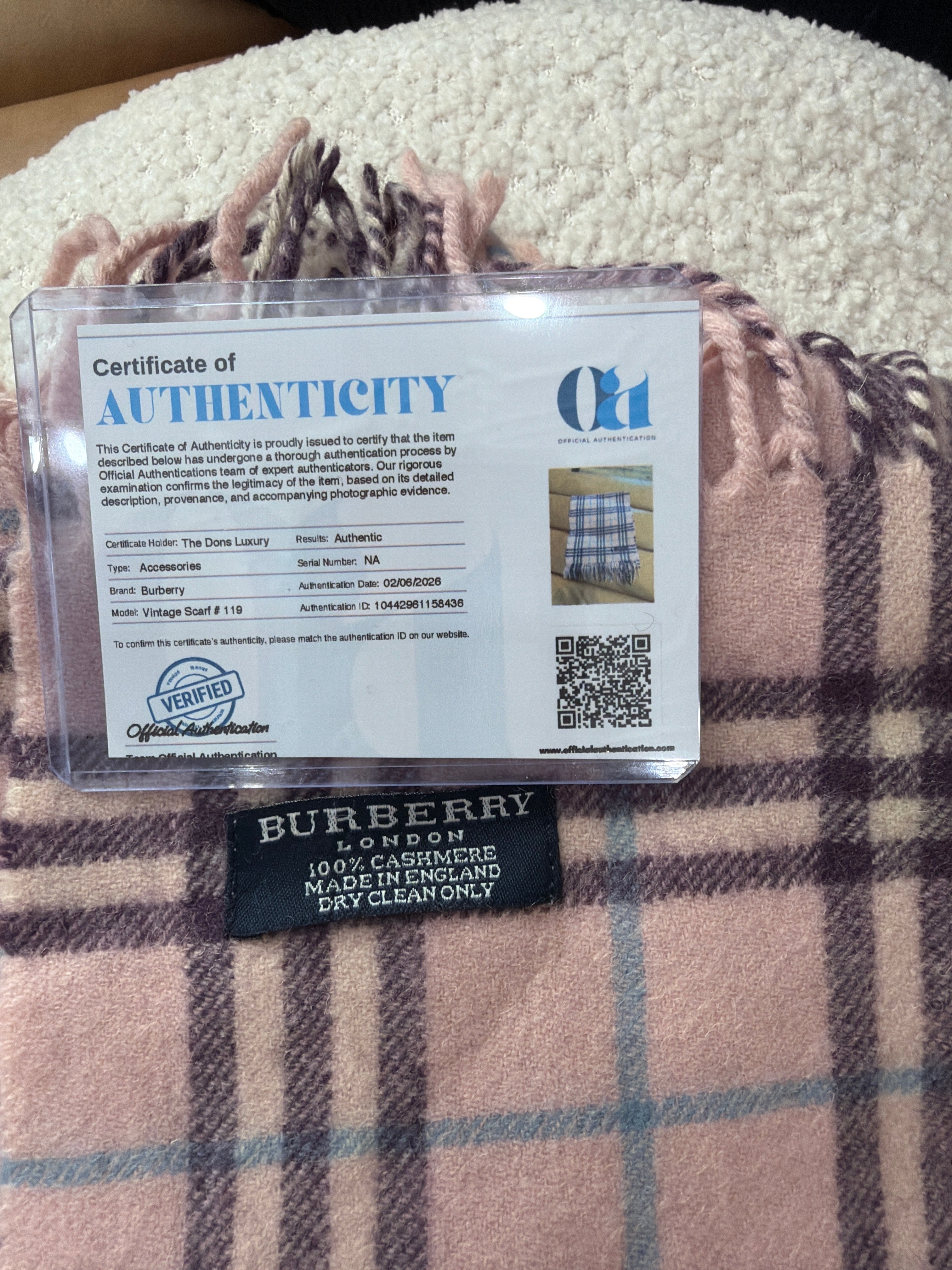 Burberry Vintage Pink And Purple Novacheck Cashmere Scarf