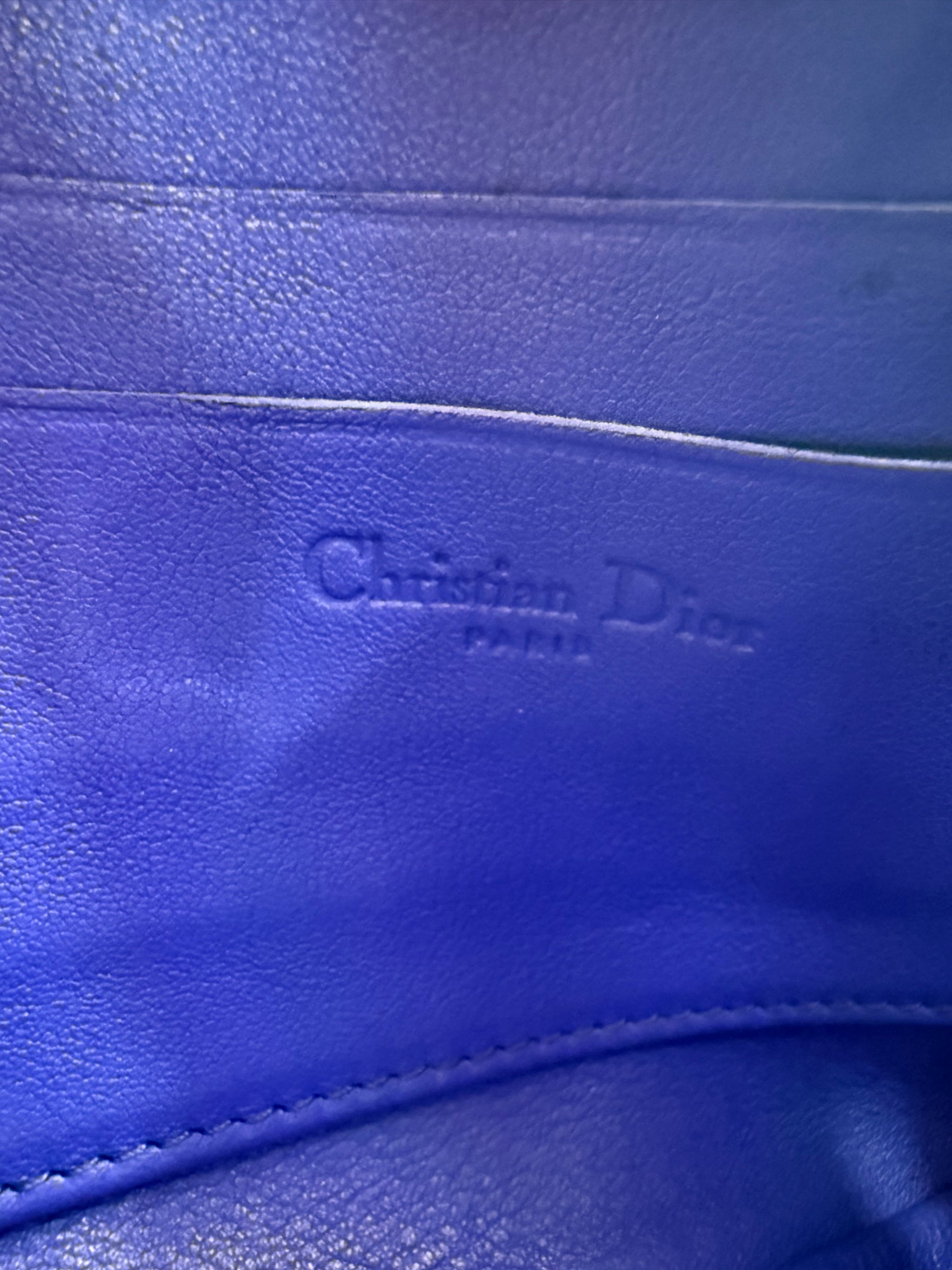 Christian Dior Navy Patent Leather Cannage Chain Crossbody Bag