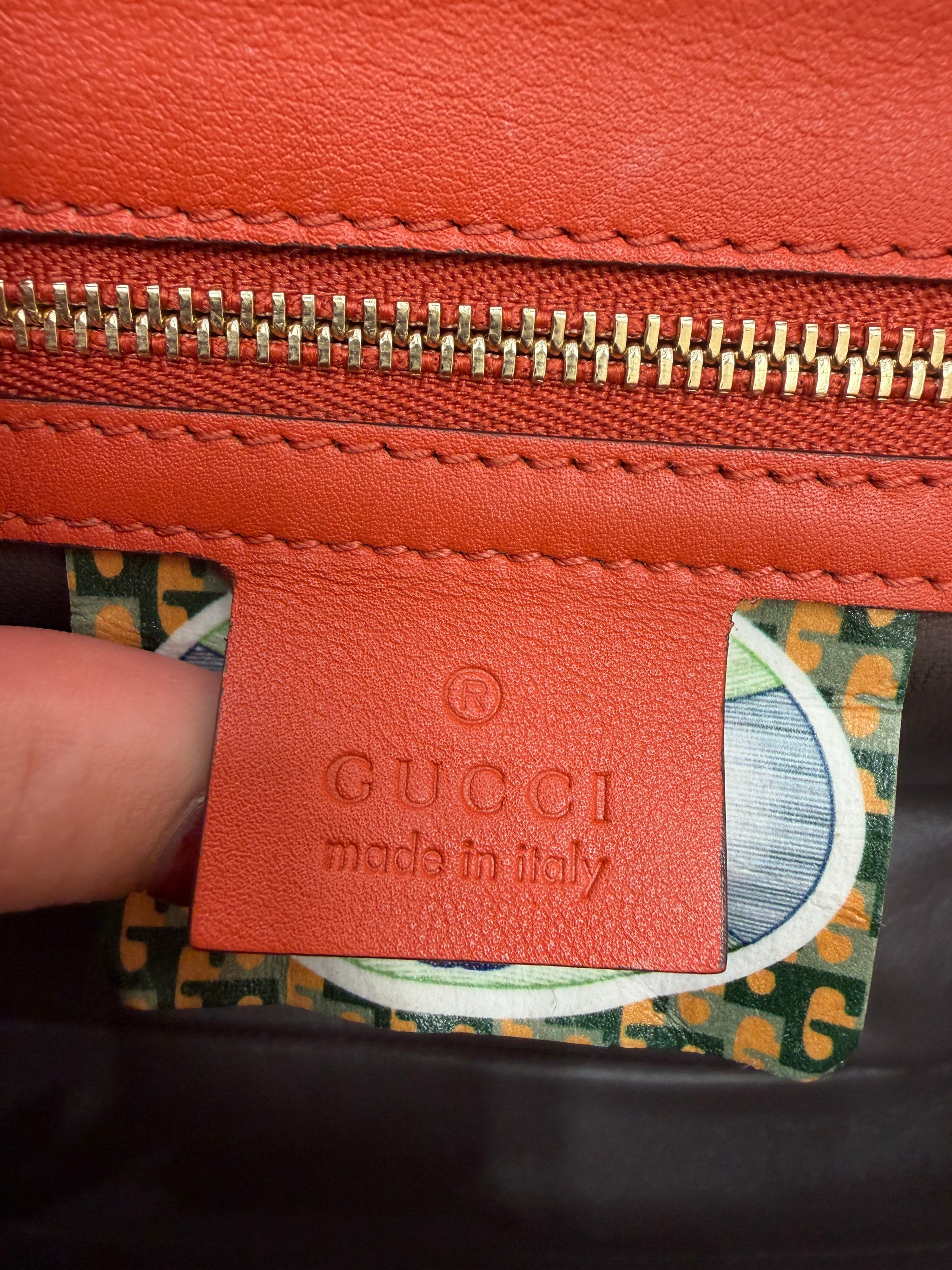 Gucci Orange Crocodile Raja Shoulder Bag