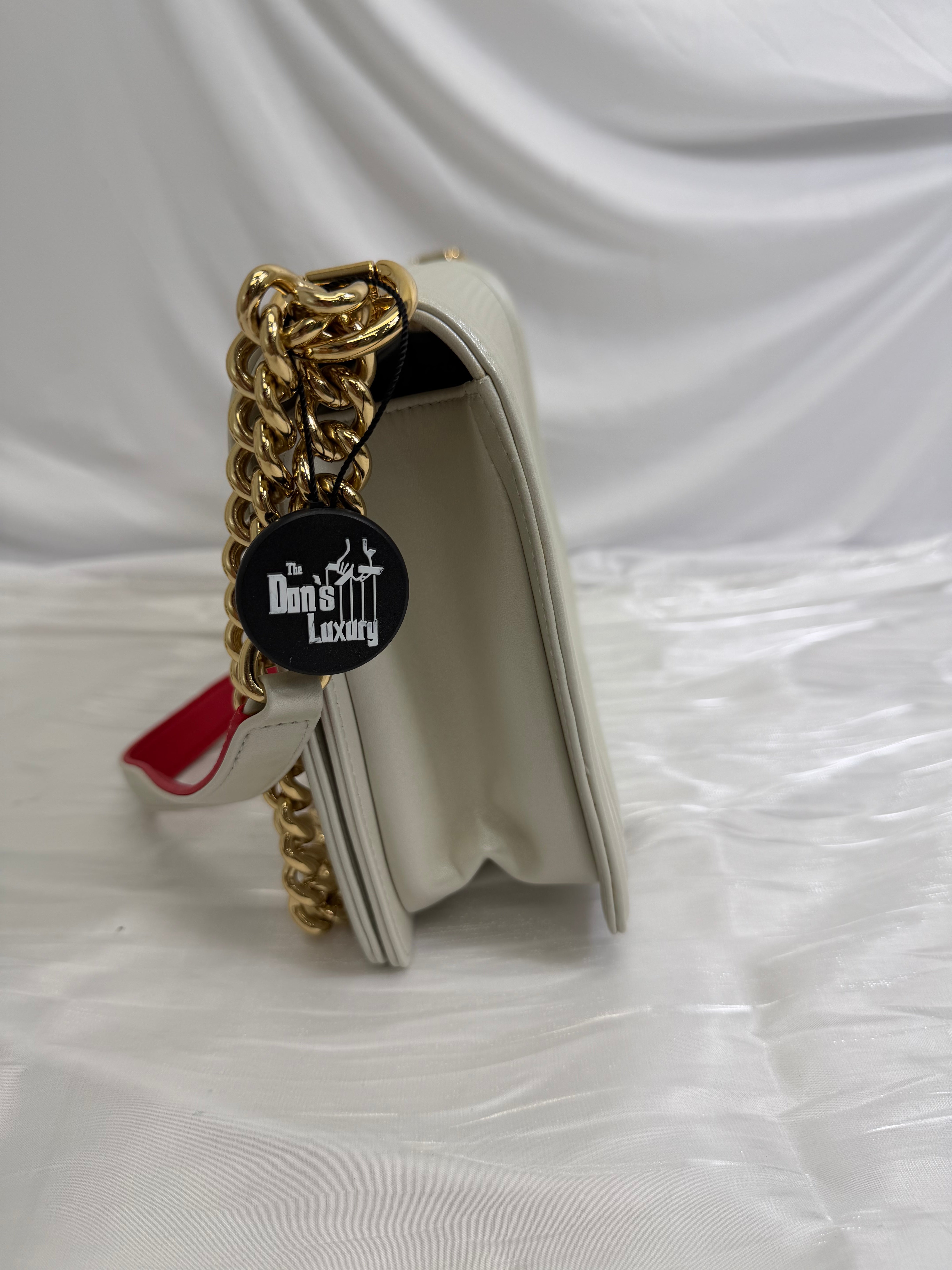 Chanel White Calfskin Cube Embossed Medium Boy Bag