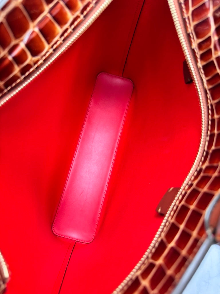 LIKE NEW - Christian Louboutin Croc Embossed Leather Cabata Tote Bag