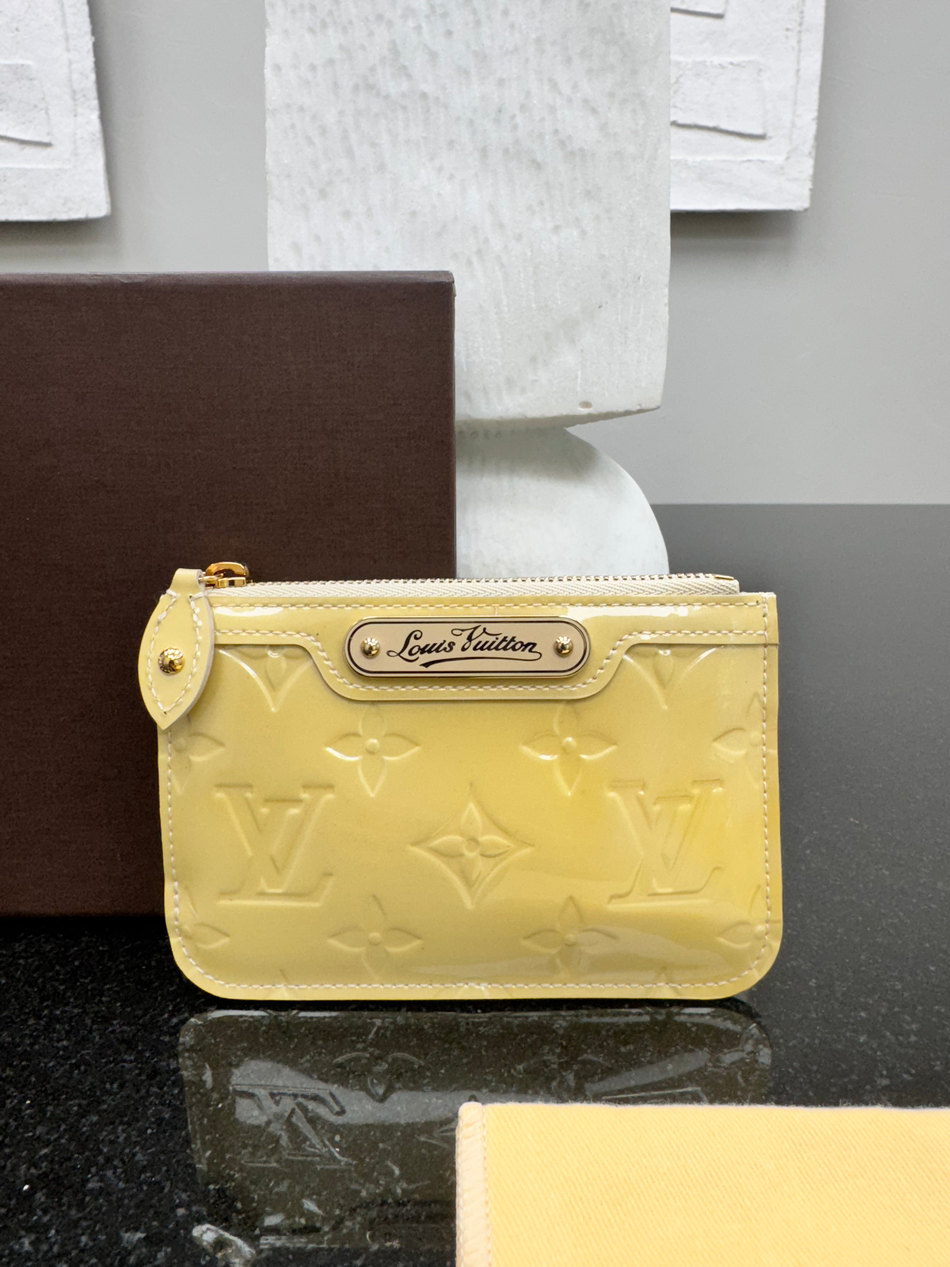 Louis Vuitton Yellow Monogram Vernis Pochette Key Cles