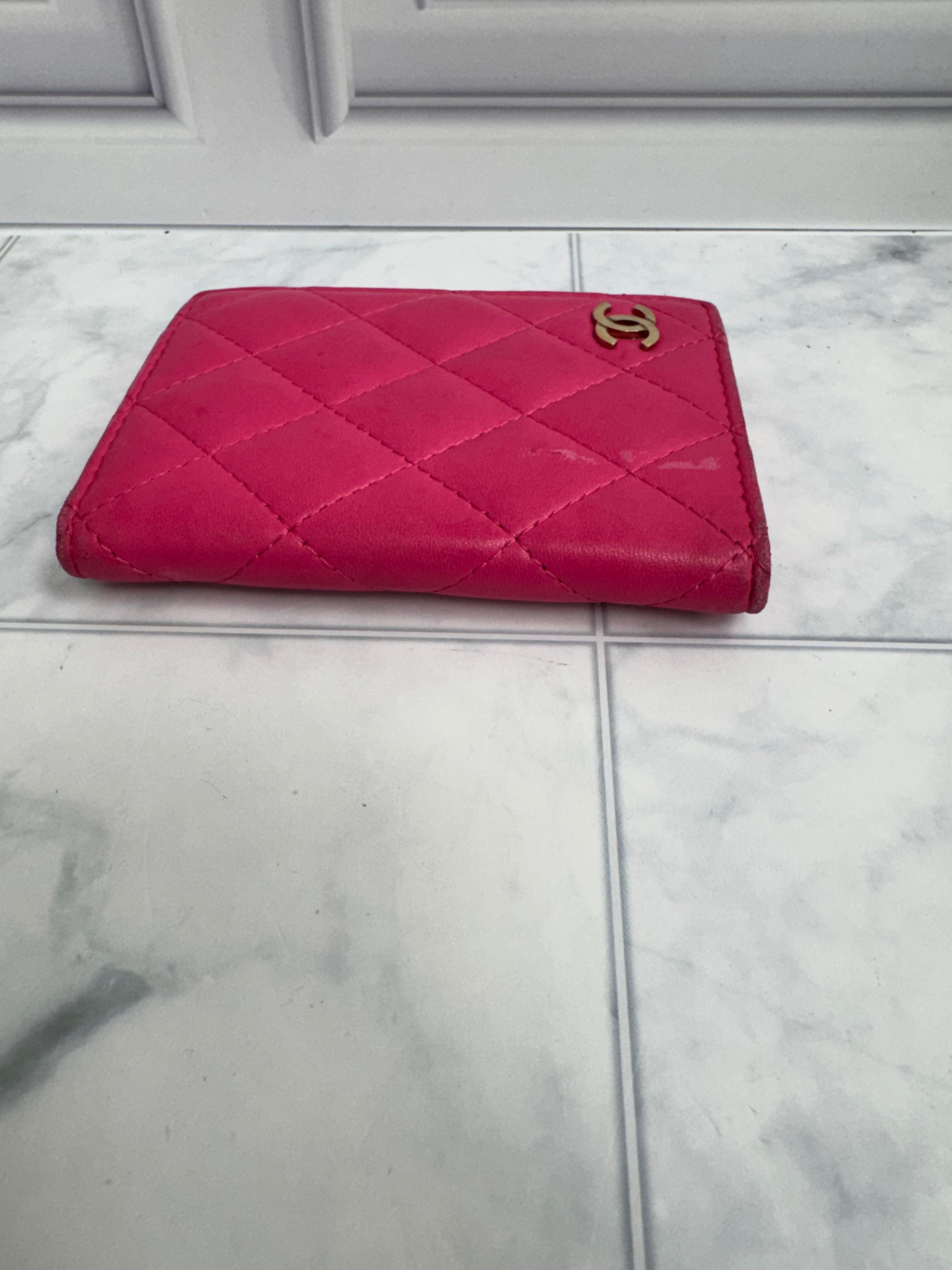 Chanel Pink Diamond Quilted Leather Pocket Organizer