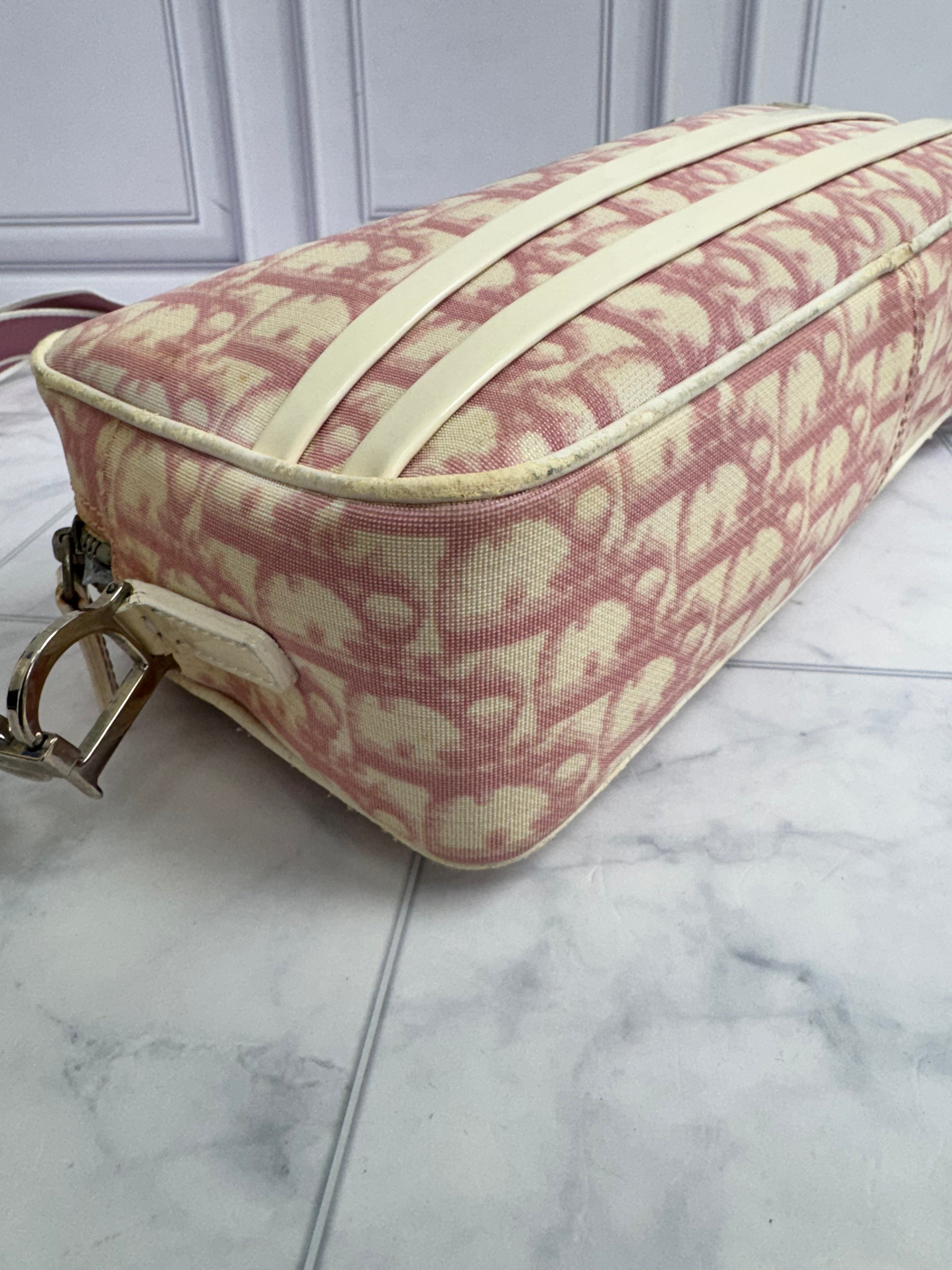 Christian Dior Pink And Beige Canvas Pink Trotter No. 1 Messenger Bag