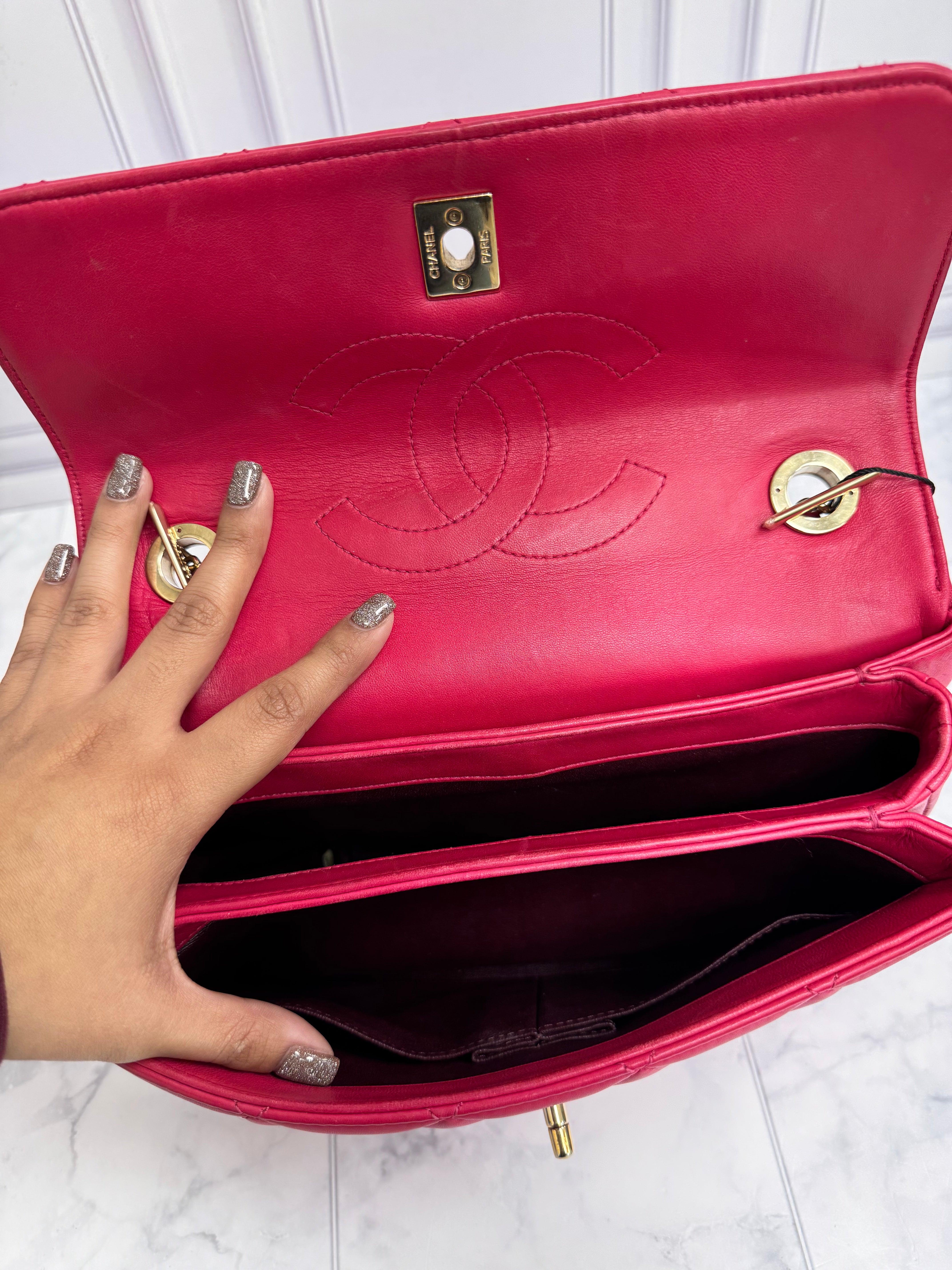 *DONS DROP* Chanel Hot Pink Quilted Lambskin Leather Trendy CC Flap Bag