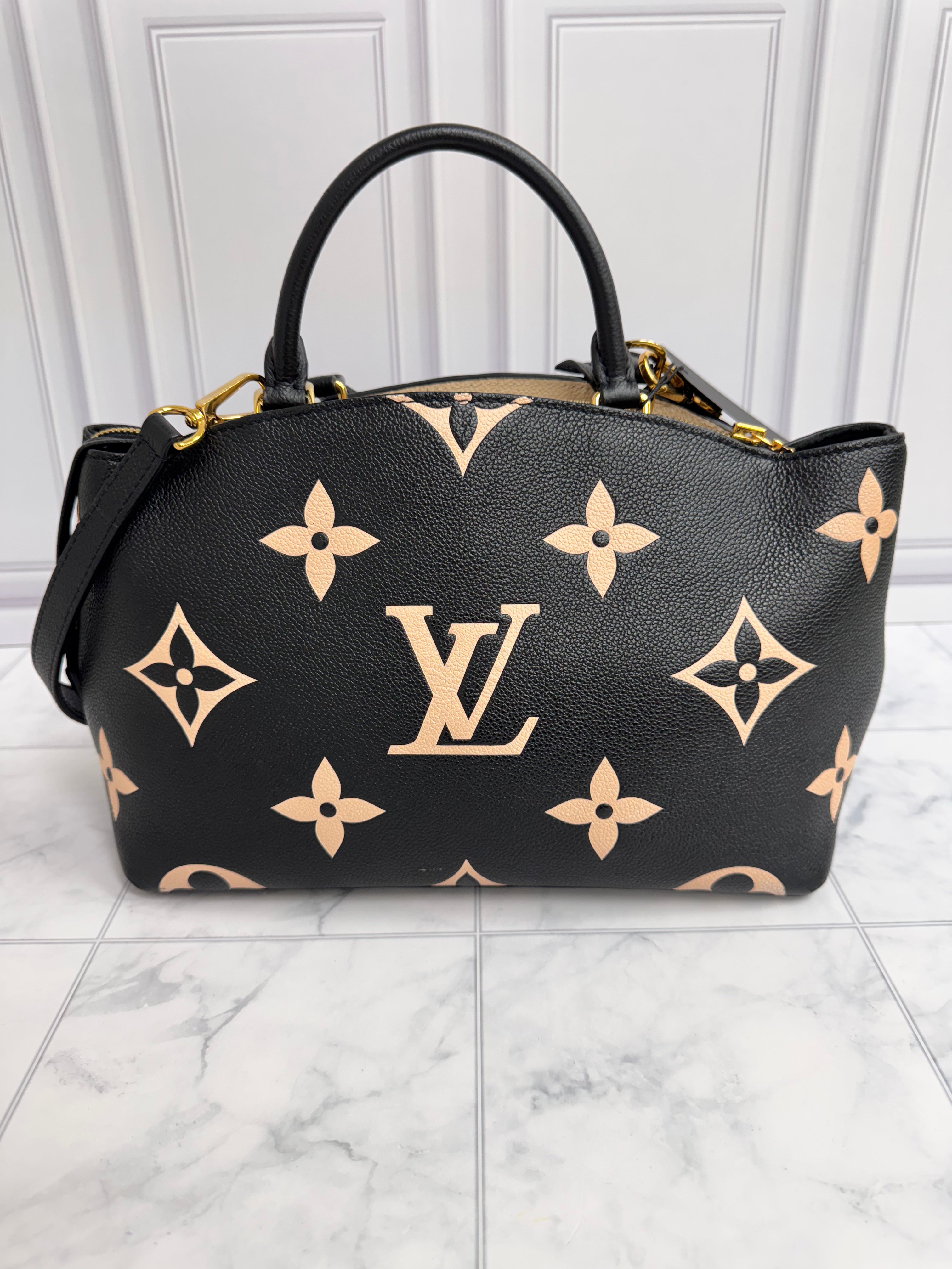 Louis Vuitton Black And Beige Monogram Empreinte Giant Palais Petit 2Way Bag